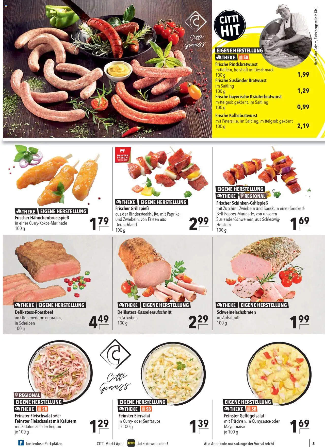CITTI Markt Prospekt 	 - gültig ab dem 13.08.2025 | Seite: 3 | Produkte: Theke, Bratwurst, Zwiebeln, Mayonnaise