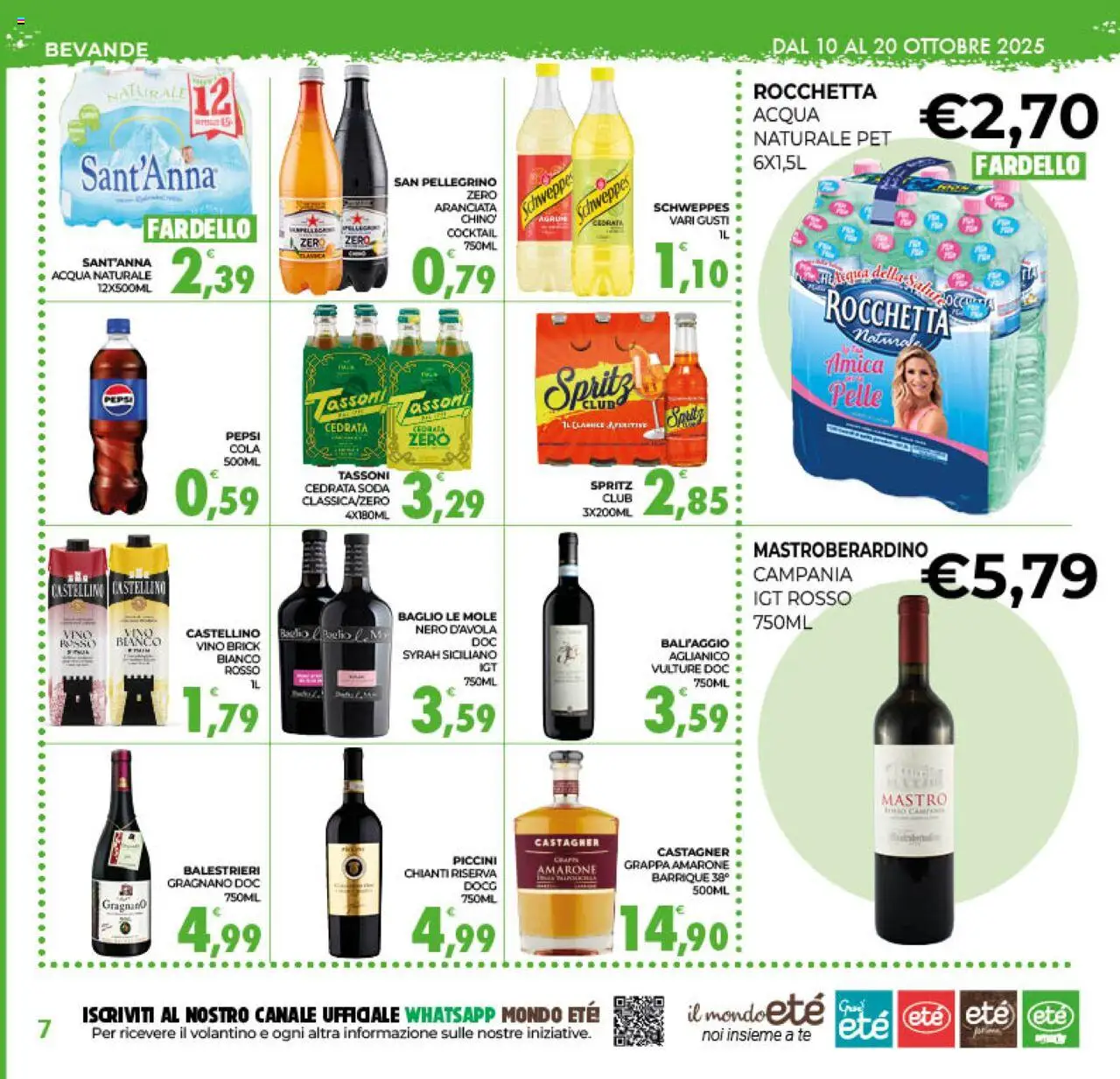 Volantino Eté del 10.10.2025 | Pagina: 7 | Prodotti: Acqua, Vino, Acqua naturale, Grappa