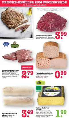 Schottisches Flat Iron Steak/Bugblatt, leicht marmoriert, stark im Geschmack, hervorragend zum Barbecue geeignet, 100 g ab 09.03.2026 gültig | Seite: 70