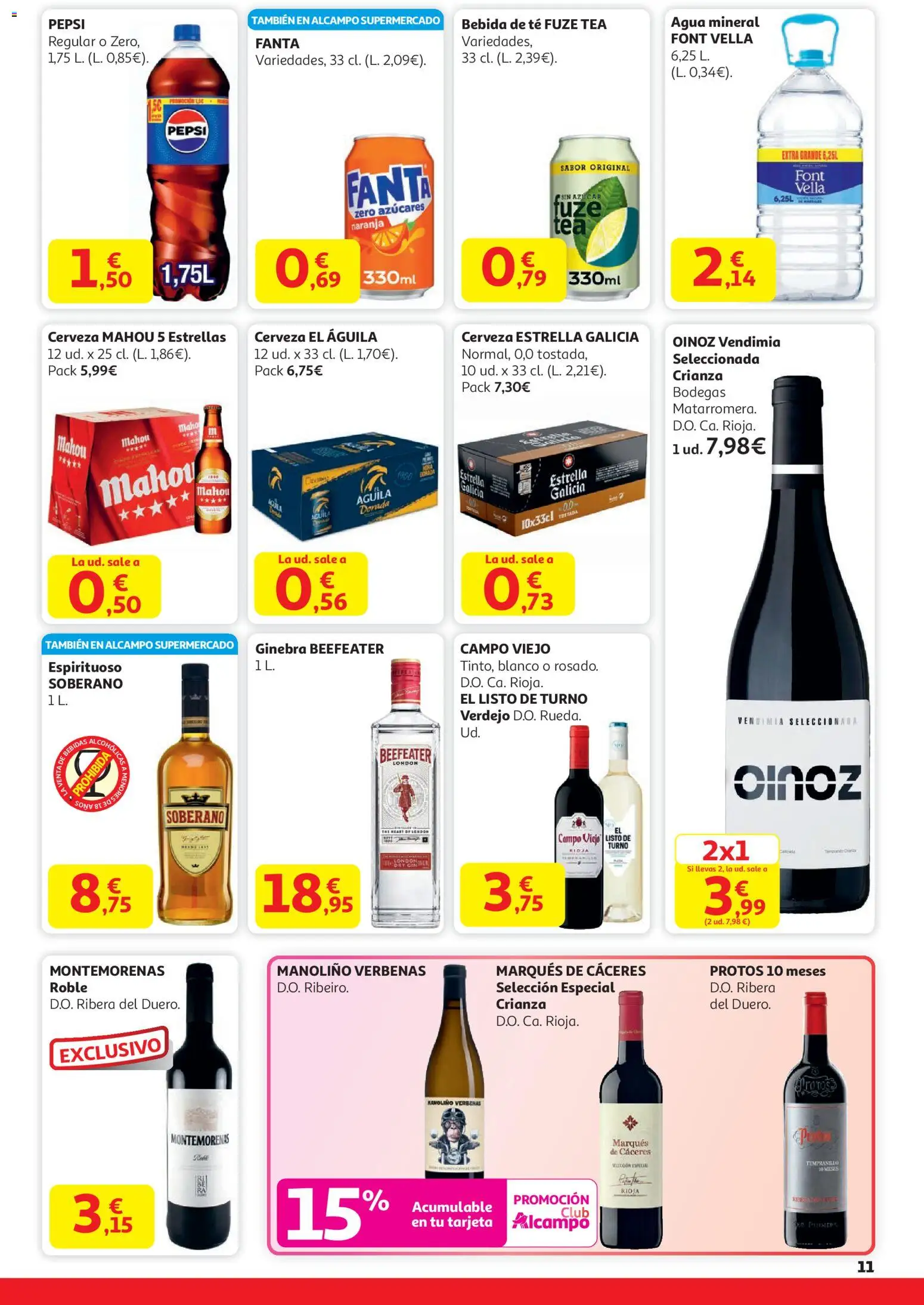 Alcampo - HP Unico │ válido desde el 29.12.2025 | Página: 11 | Productos: Cerveza, Ginebra, Té, Agua mineral