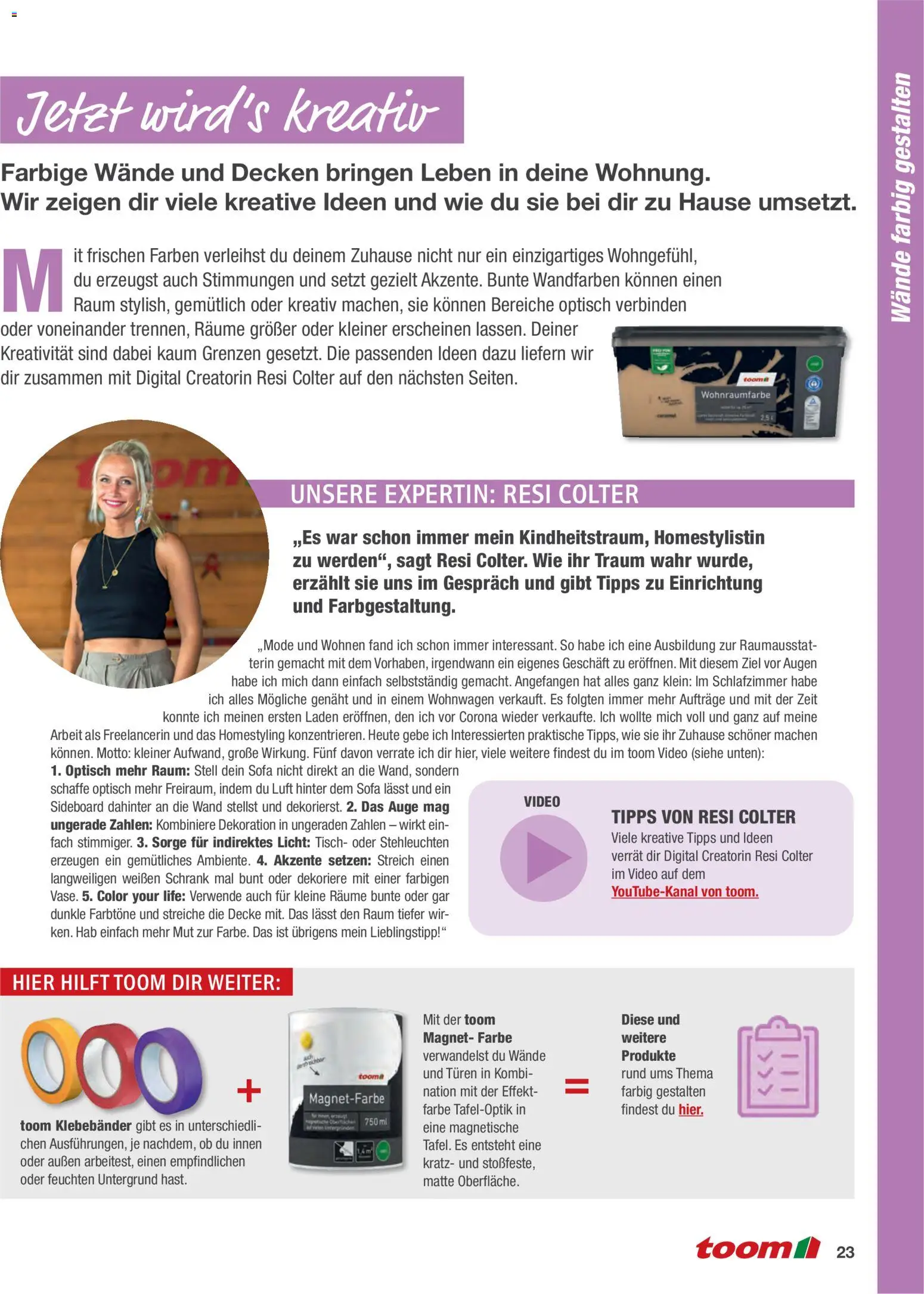 Toom Baumarkt Wände streichen und tapezieren – gültig ab 01.01.2026 | Seite: 23 | Produkte: Sideboard, Decke, Tisch, Schrank