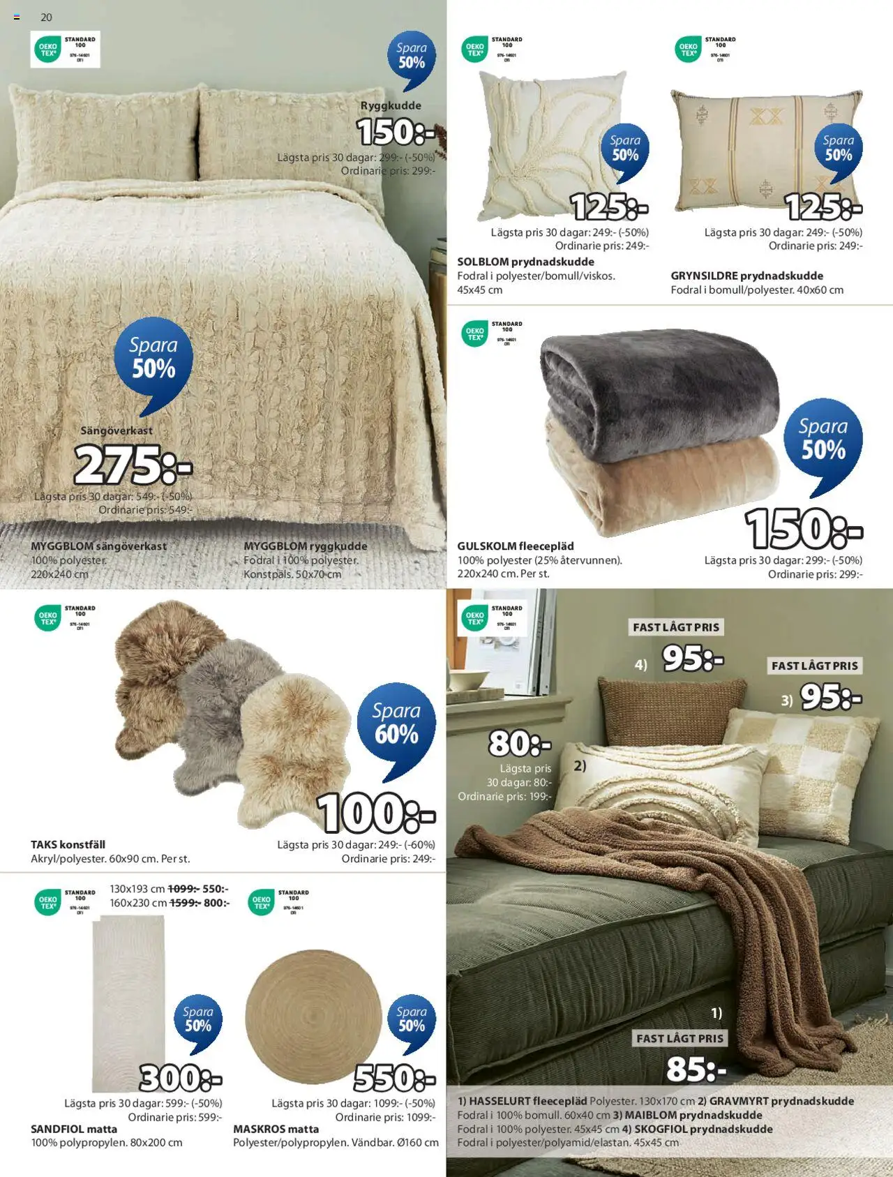 JYSK reklamblad aktuell från 25.08.2025 | Sida: 21 | Produkter: Sängöverkast, Prydnadskudde, Matta