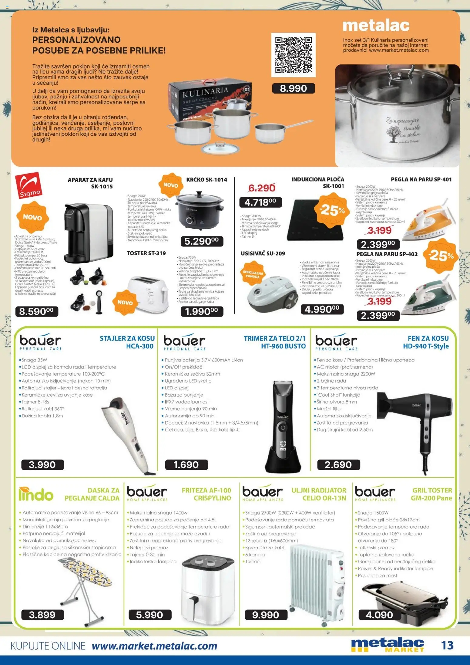 Metalac Market katalog - važi od 01.12.2025 | Strana: 13 | Proizvode: Pegla, Toster, Trimer, Pegla na paru