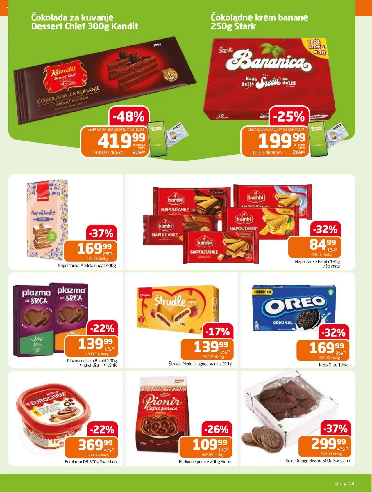 Gomex katalog - važi od 18.06.2025 | Strana: 14 | Proizvode: Čokolada za kuvanje, Keks, Oreo, Napolitanke