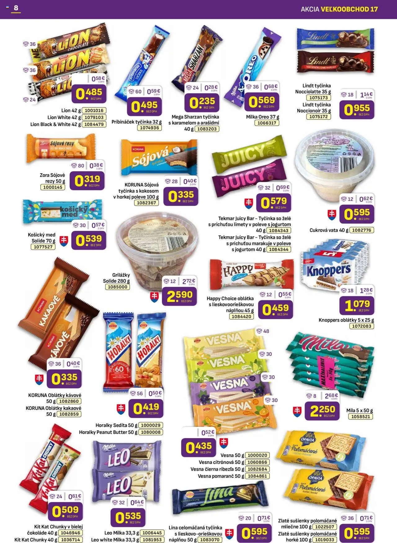 Libex leták │ platný od 25.08.2025 | Strana: 8 | Produkty: Lindt, Mila, Med, Horálky
