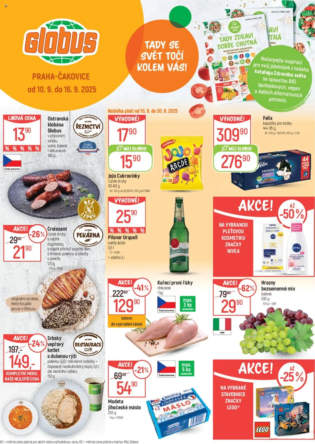 Globus leták od 10.09.2025 | Strana: 1 | Produkty: Felix, Stavebnice, Pilsner, Pekárna