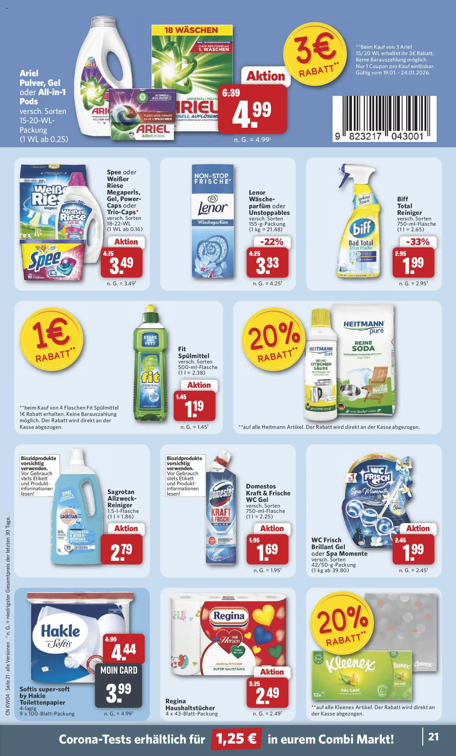 Combi Prospekt 	 – gültig ab 19.01.2026 | Seite: 21 | Produkte: Lenor, Ariel, Spee, Zitrone
