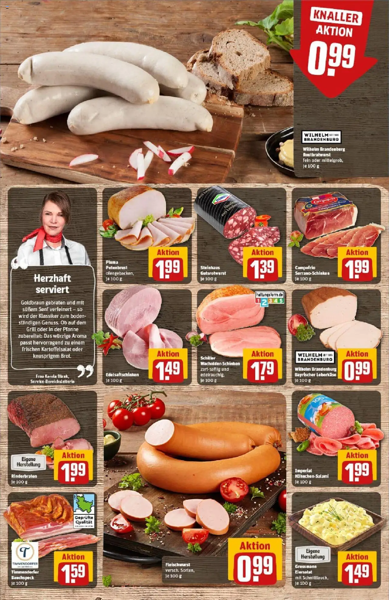 Rewe prospekt Lübeck	 - gültig ab dem 27.07.2025 | Seite: 12 | Produkte: Rinderbraten, Brot, Schinken, Leberkase