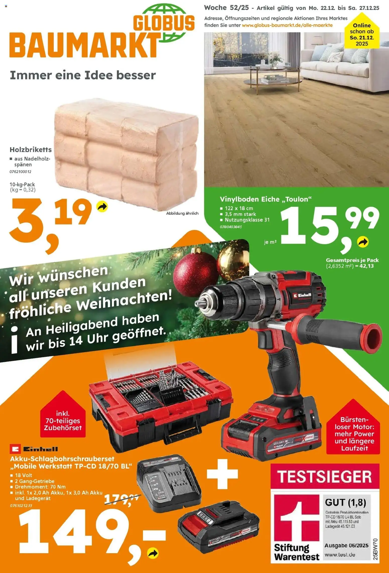 Globus Baumarkt prospekt Kulmbach	 – gültig ab 22.12.2025 | Seite: 1 | Produkte: Ladegerät, Uhr