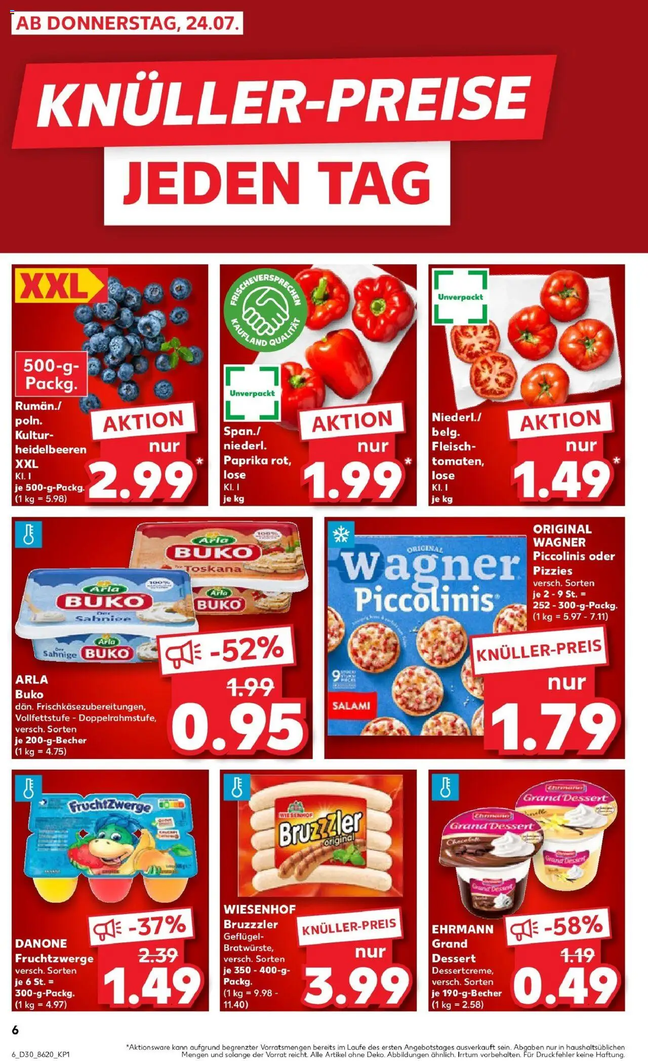 Kaufland prospekt Bottrop	 - gültig ab dem 23.07.2025 | Seite: 6 | Produkte: Fruchtzwerge, Paprika, Piccolinis, Pizza