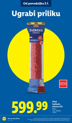 Pikok Budimska kobasica XXL, 600 g - pregled Lidl kataloga - važi od 02.01.2026 | Strana: 12 | Proizvode: Budimska kobasica, Kobasica