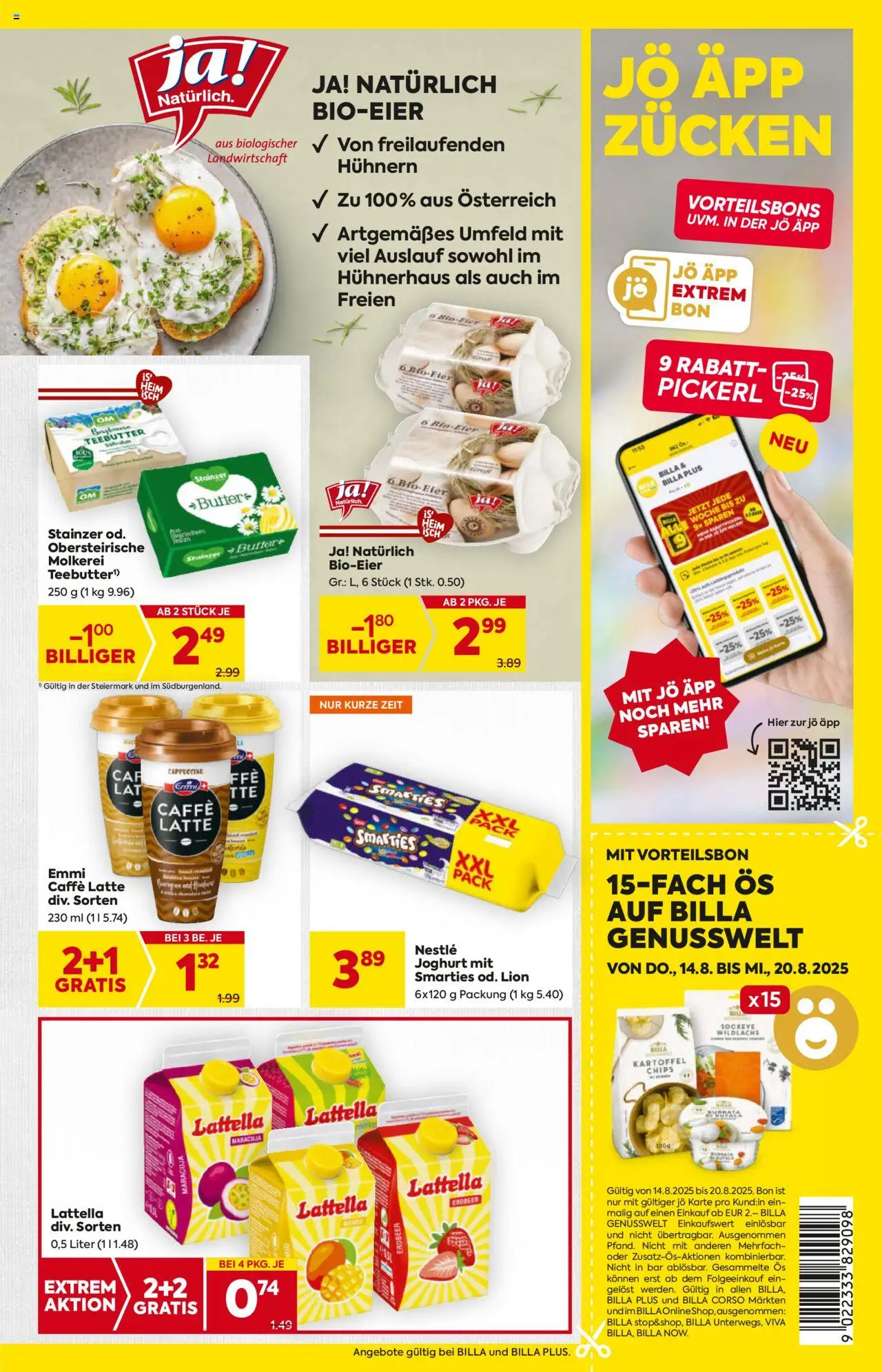 Billa AT akciós ujság - amely érvényes a következő dátumtól: 14.08.2025 | Oldal: 7 | Termékek: Chips, Cappuccino, Joghurt