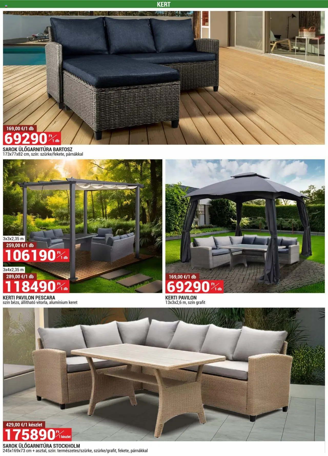 Merkury Market akciós ujság - amely érvényes a következő dátumtól: 01.07.2025 | Oldal: 20 | Termékek: Sarok ülőgarnitúra, Pavilon, Kerti pavilon
