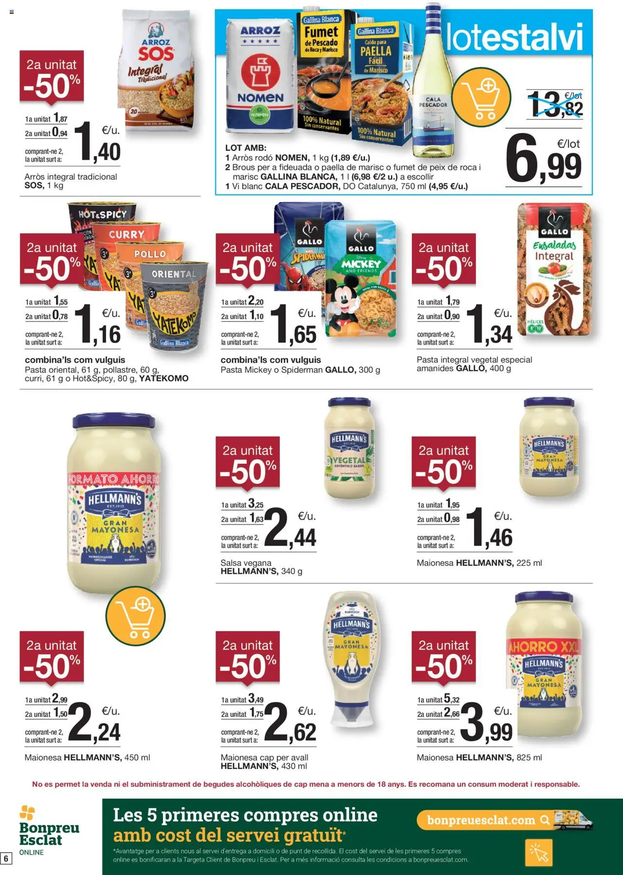 Bonpreu folleto │ válido desde el 01.07.2025 | Página: 6 | Productos: Arroz, Pescado, Pasta, Οθόνη προβολής