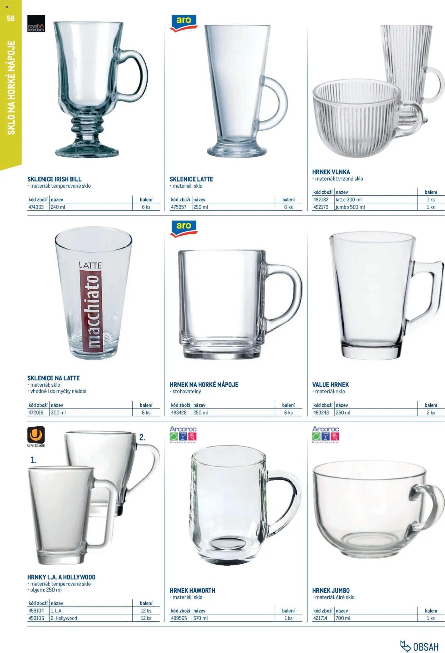 Makro leták - Gastro vybavení a zařízení od 01.02.2026 | Strana: 58 | Produkty: Hrnky, Nádobí, Sklenice na latte, Sklenice