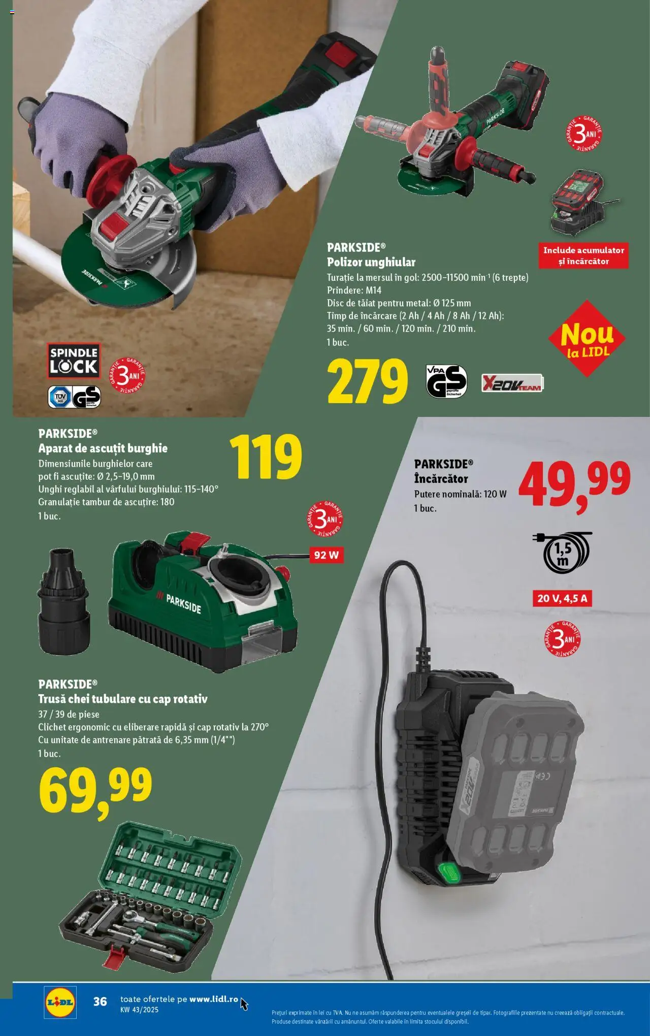Noul catalog Lidl – valabil de la 20.10.2025 | Pagină: 14 | Produse: Încărcător, Disc, Polizor