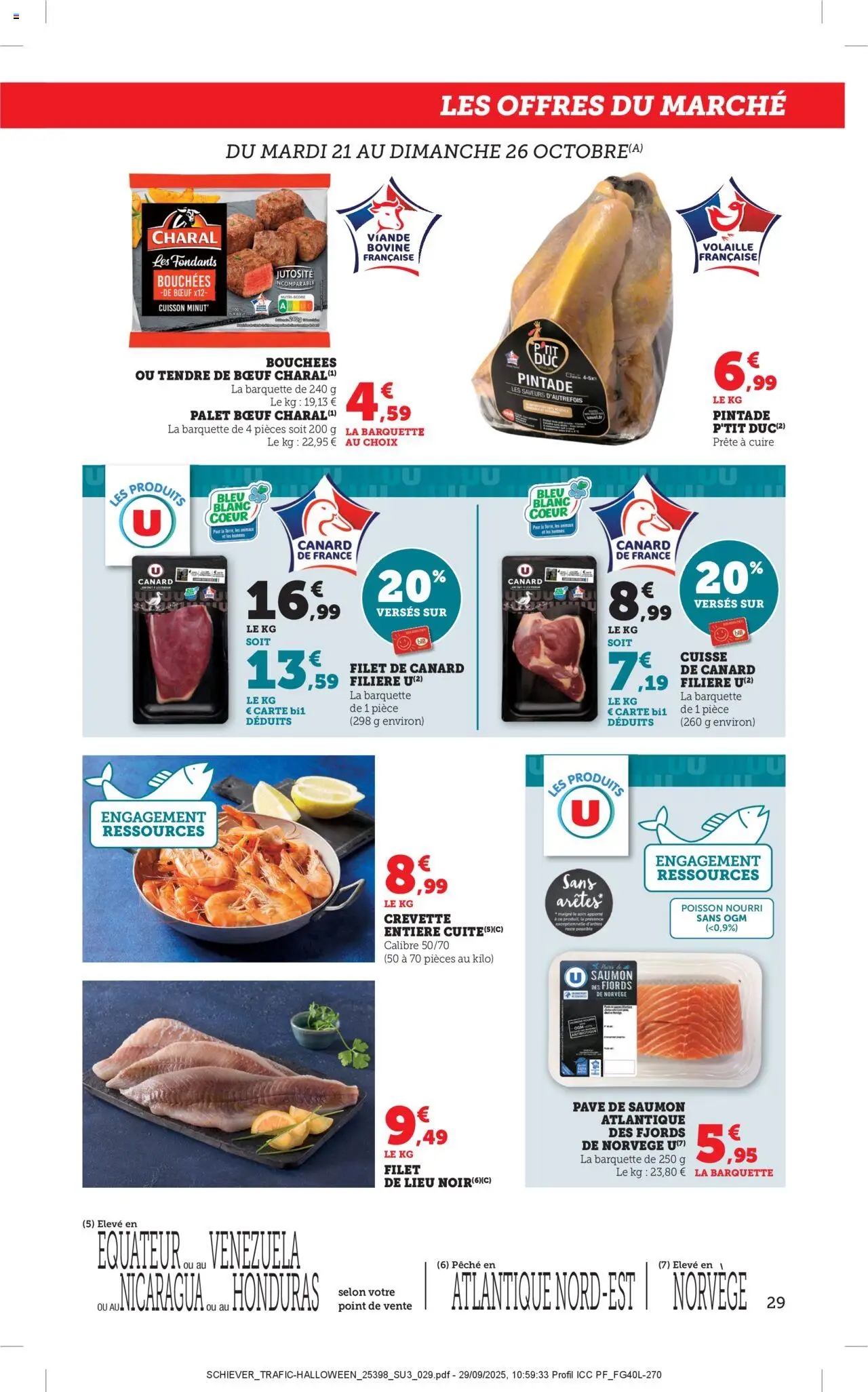 {H1} | Page: 29 | Produits: Pavé de saumon, Volaille, Pintade, Saumon