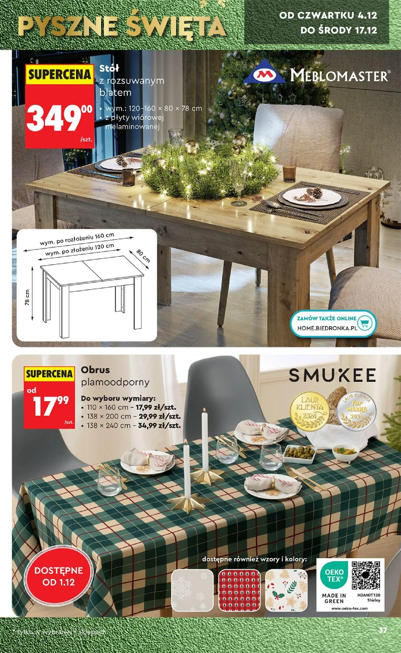 Biedronka gazetka - Hity i inspiracje od 29.11.2025 | Strona: 37 | Produkty: Plyty, Stół