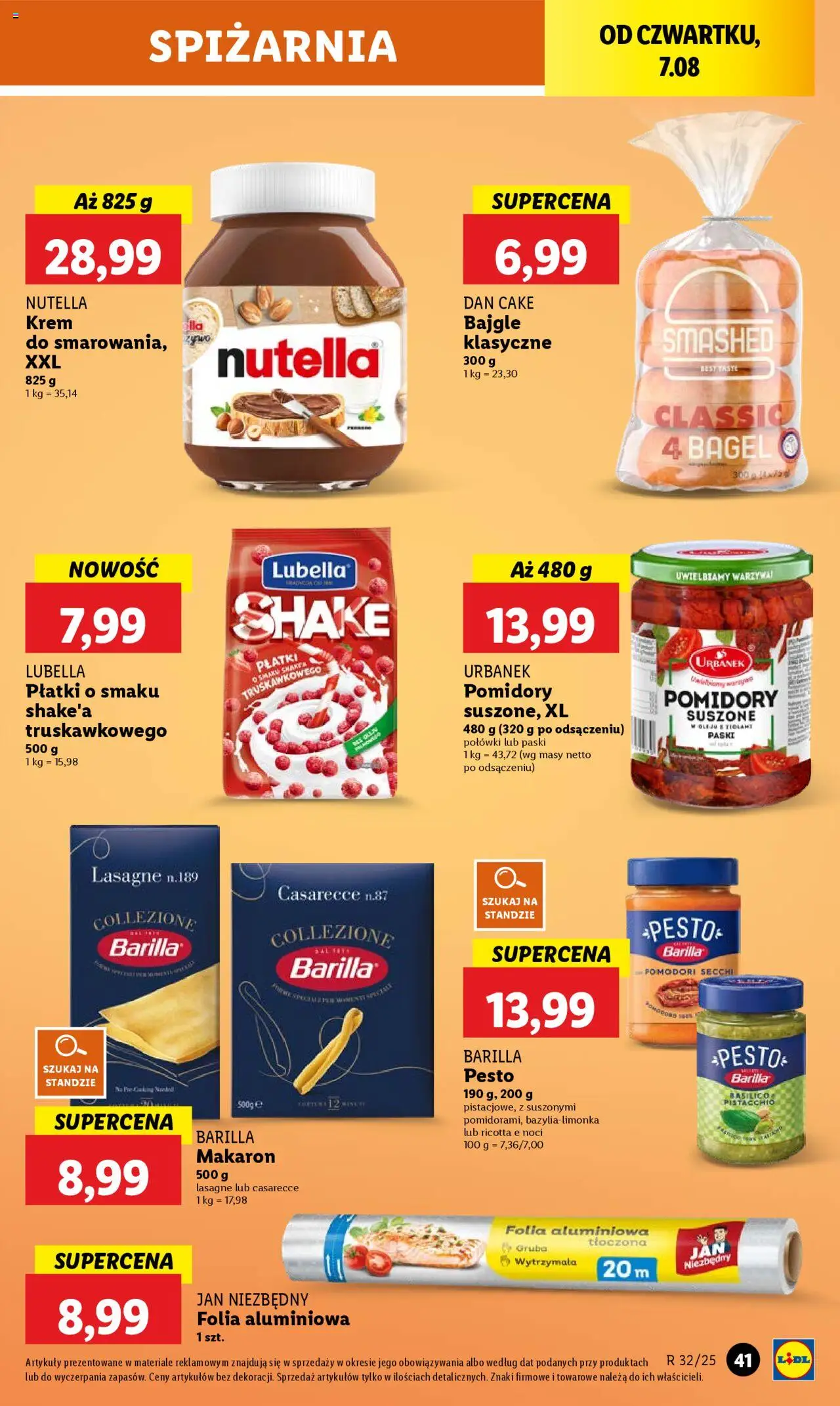Lidl Gazetka od 07.08.2025 | Strona: 45 | Produkty: Makaron Barilla, Lasagne, Pomidory suszone, Krem