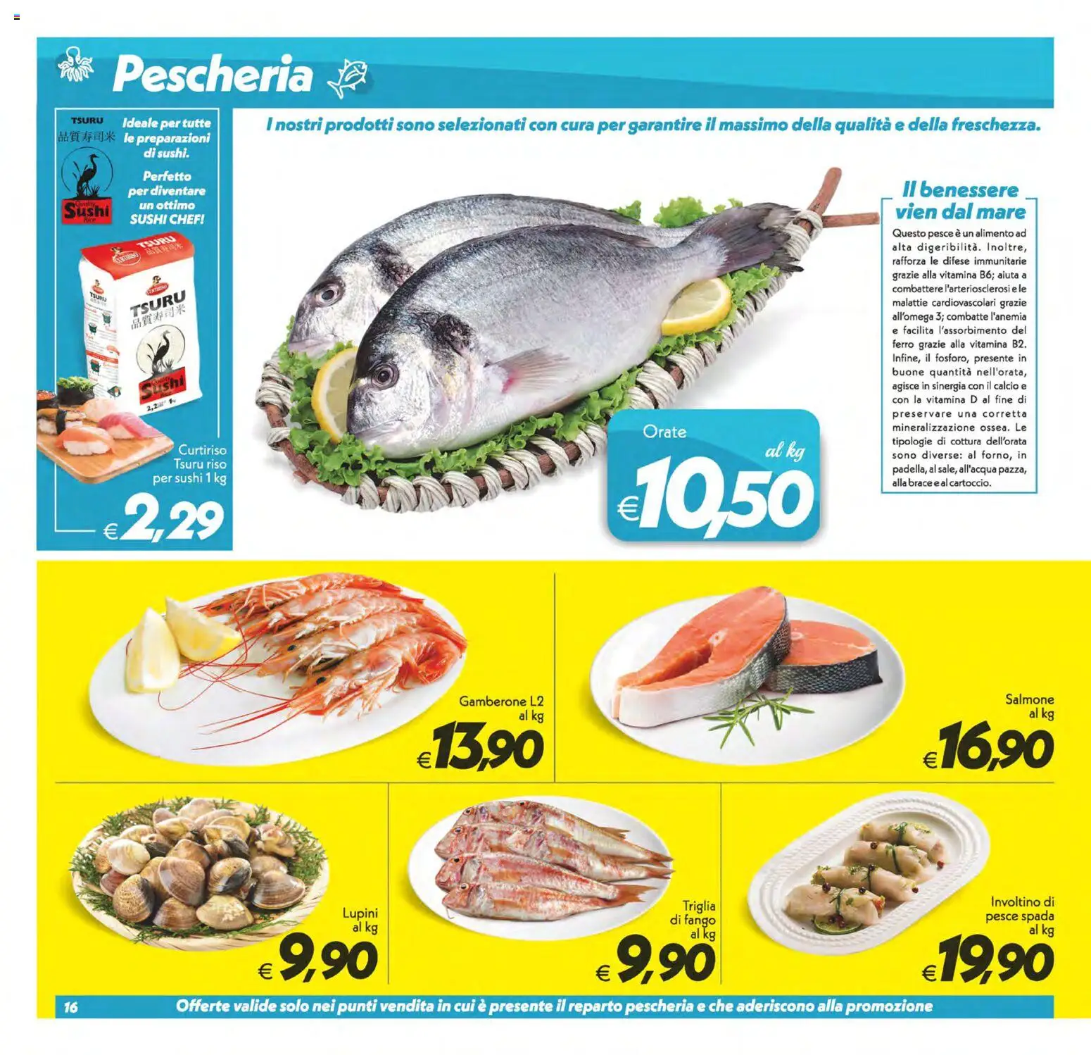 Volantino SuperConveniente del 14.11.2025 | Pagina: 16 | Prodotti: Lupini, Salmone, Riso, Pesce spada
