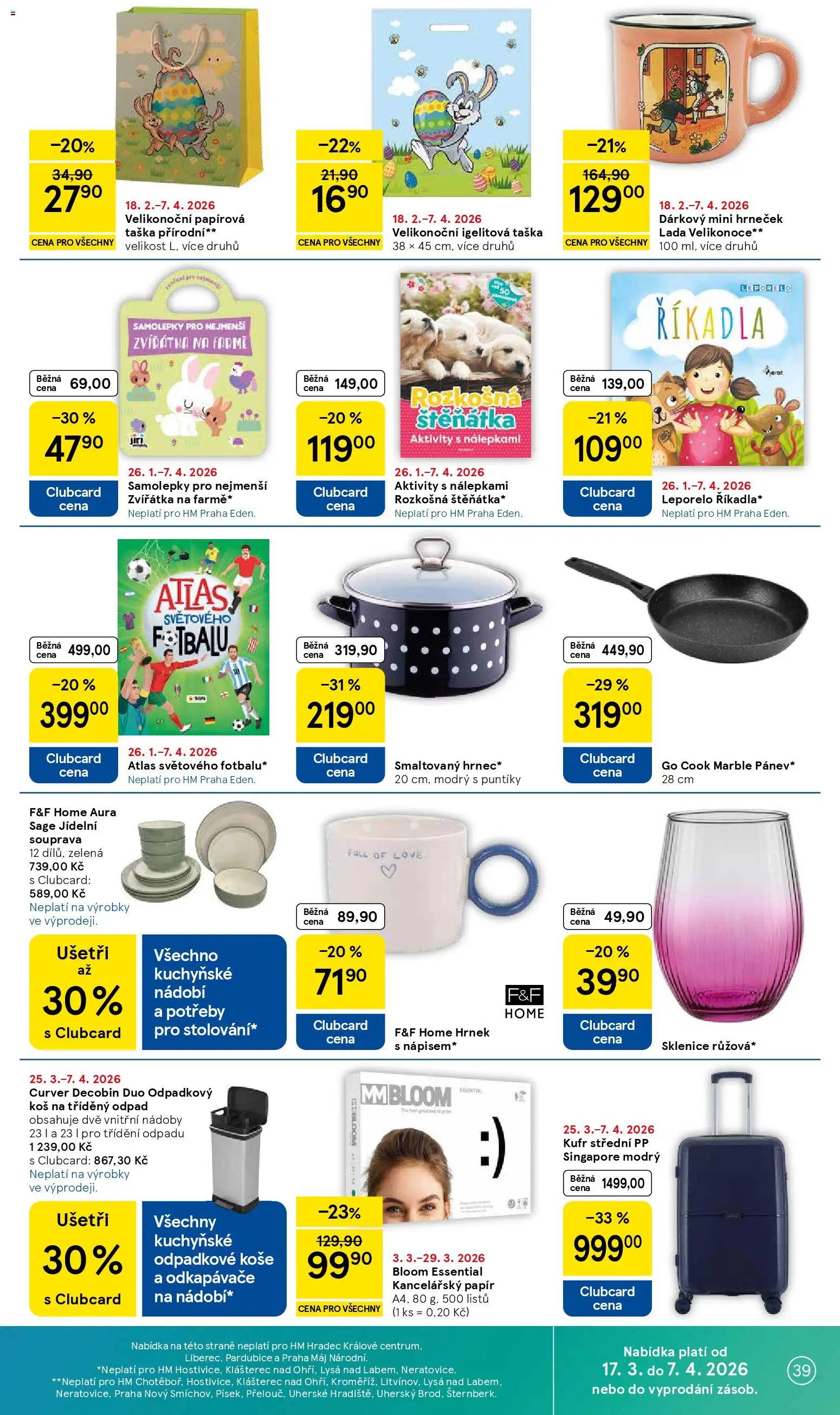 Tesco leták - Hypermarket od 25.03.2026 | Strana: 39 | Produkty: Nádobí, Kancelářský papír, Odpadkové koše, Koš