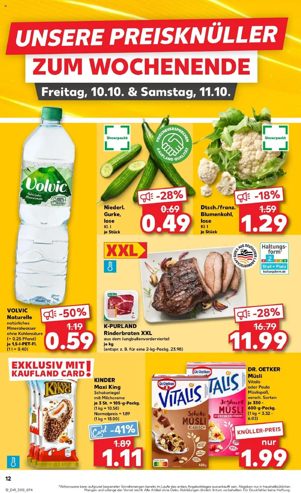 Kaufland prospekt Sömmerda	 – gültig ab 09.10.2025 | Seite: 12 | Produkte: Musli, Rinderbraten, Joghurt, Mineralwasser