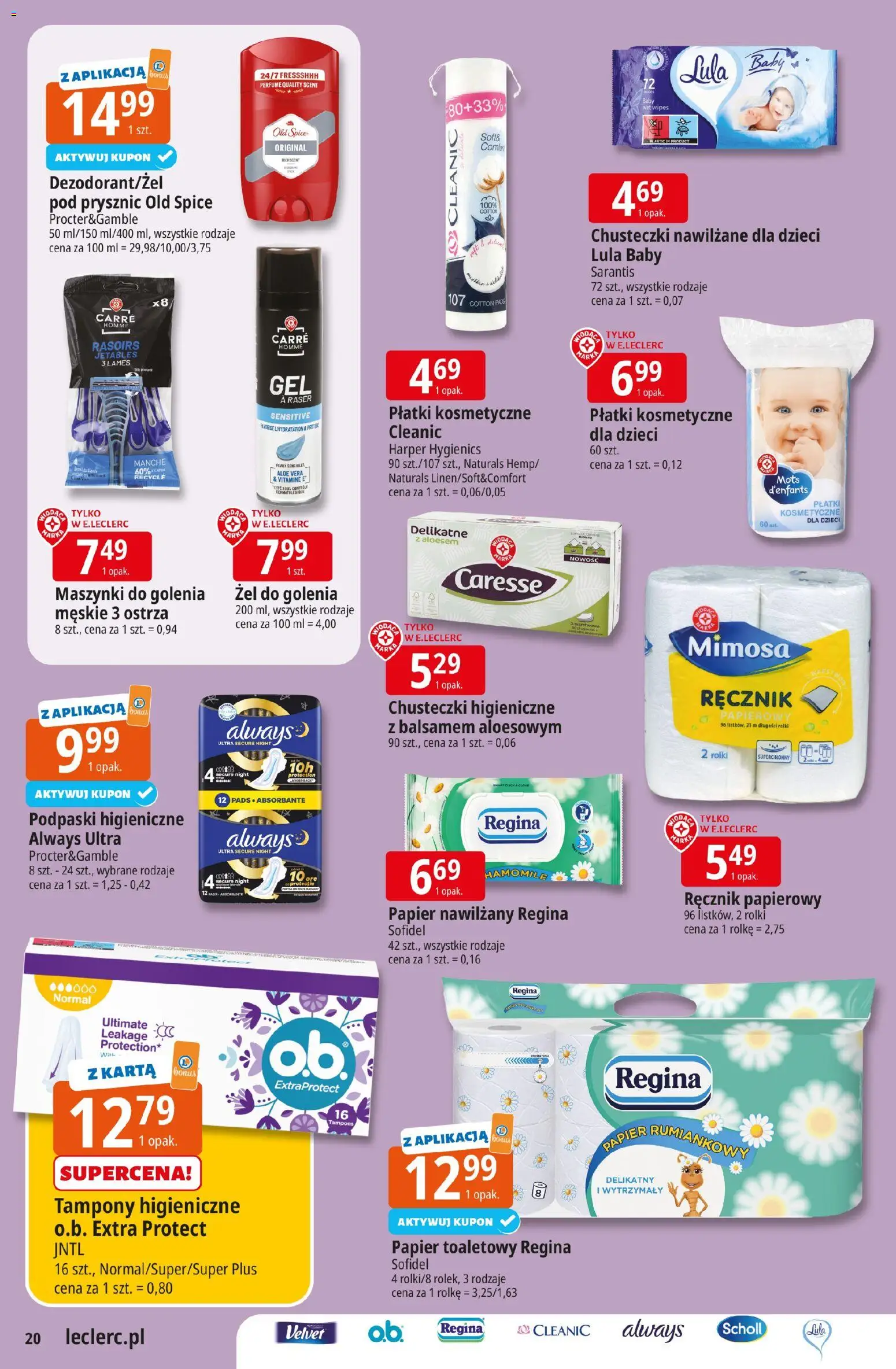 E.Leclerc Gazetka - Wrocław od 24.02.2026 | Strona: 20 | Produkty: Karta, Podpaski, Warka, Old spice