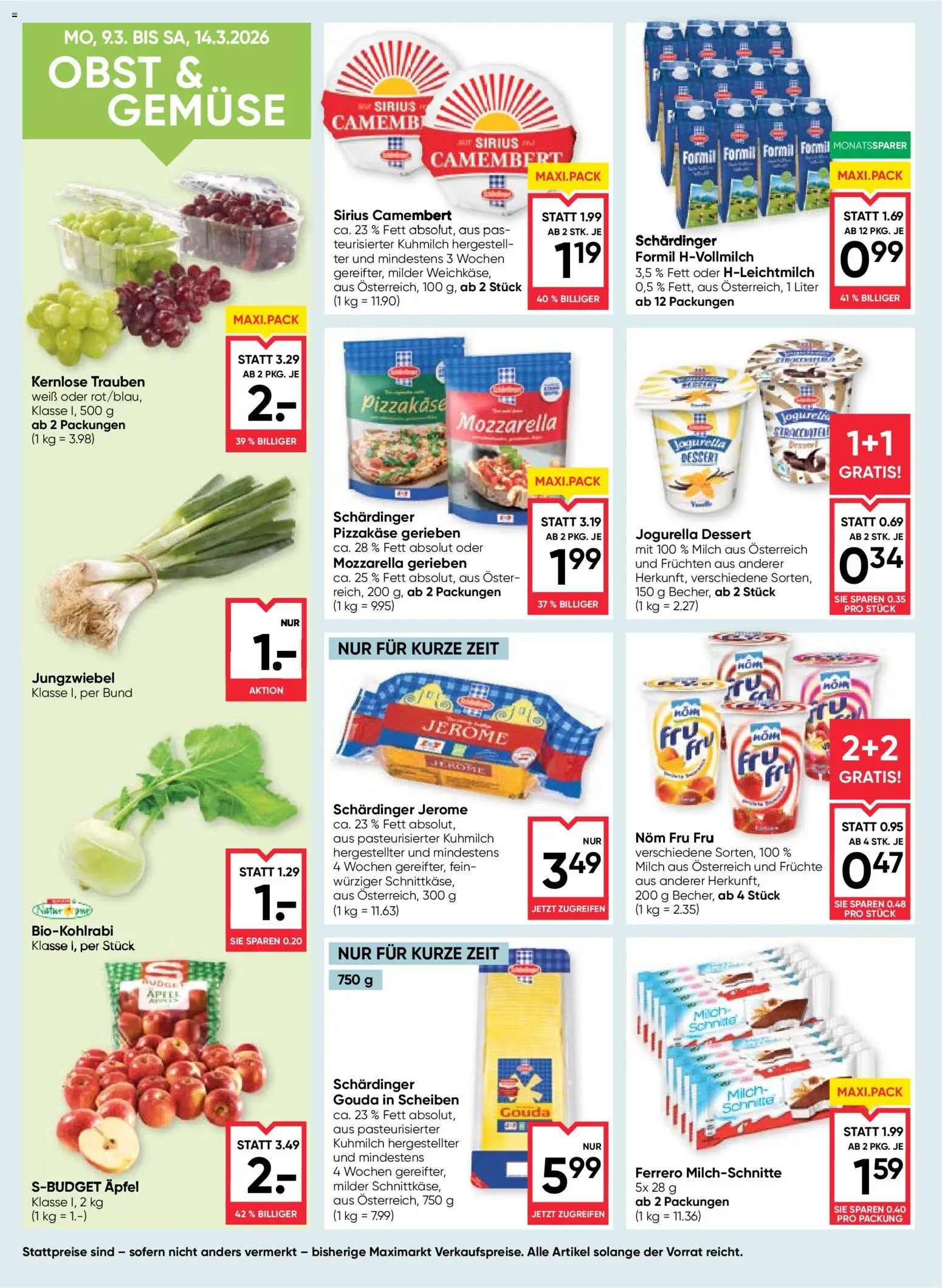 Maximarkt Flugblatt gültig ab 12.03.2026 | Seite: 10 | Produkte: Gemüse, Obst, Milch, Äpfel