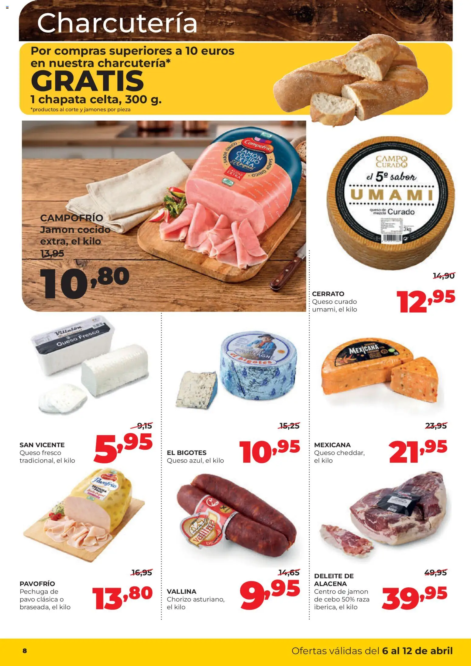 Alimerka folleto Castilla y León │ válido desde el 06.04.2026 | Página: 8 | Productos: Queso, Jamón, Jamón cocido, Queso fresco