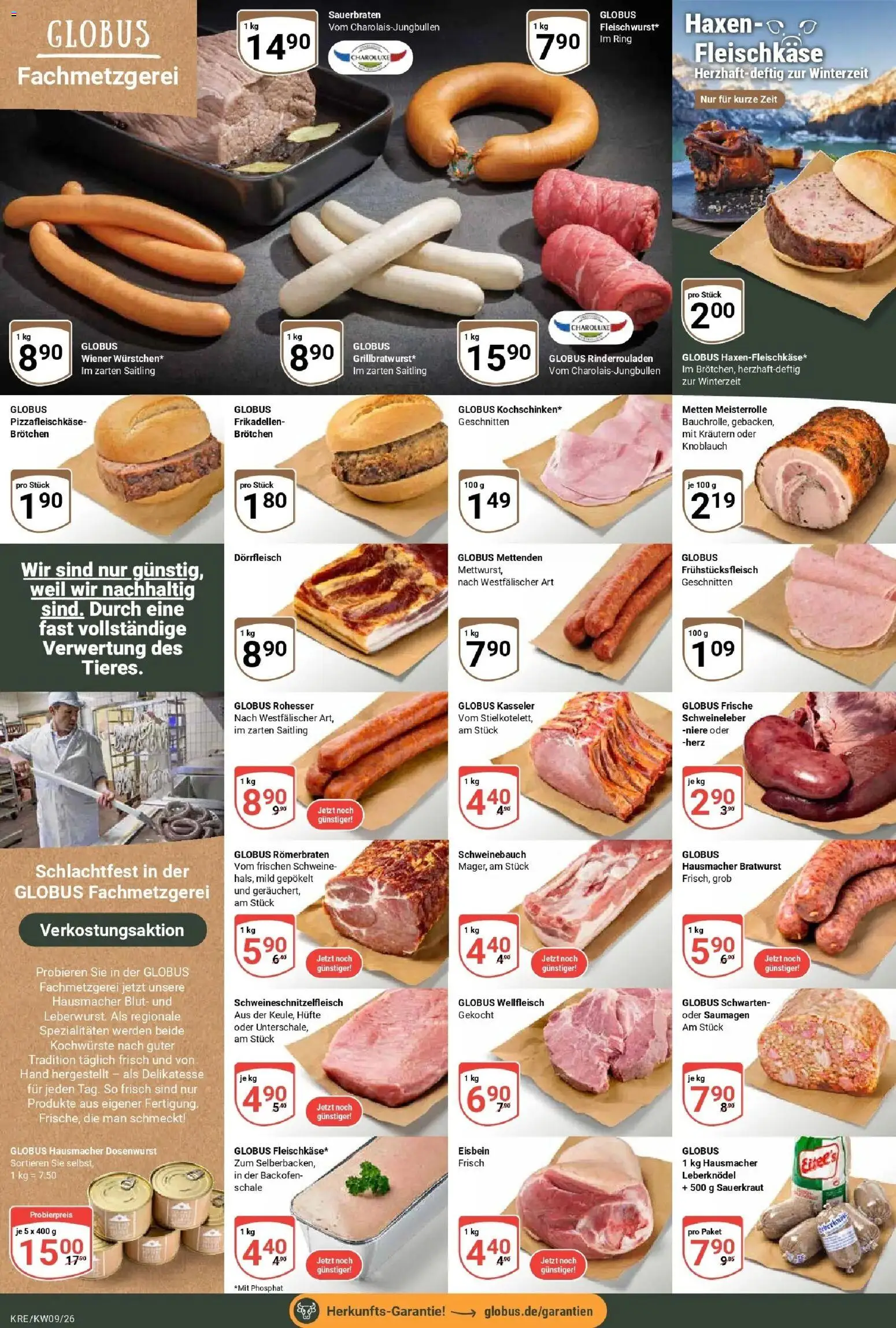 Globus Prospekt Krefeld – gültig ab 23.02.2026 | Seite: 6 | Produkte: Schweinebauch, Bratwurst, Knoblauch, Backofen