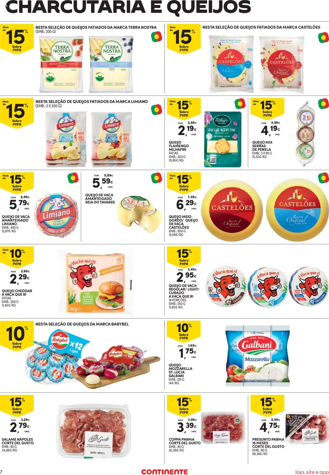 Continente Semanal Continente Bom Dia │ válido de 19.08.2025 | Página: 7 | Produtos: Queijo, Cheddar, Salame, Presunto