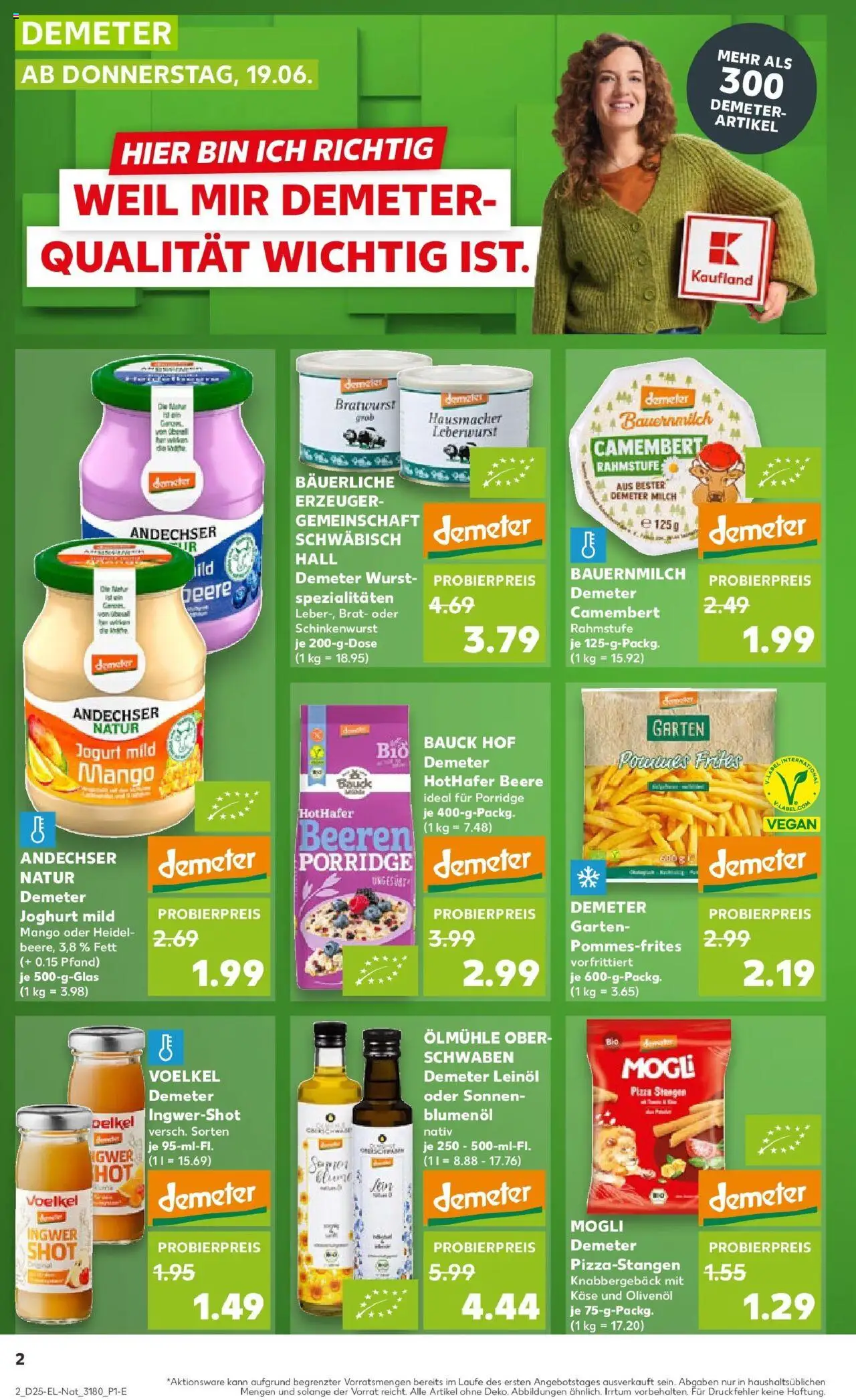 Kaufland prospekt Borna	 - gültig ab dem 18.06.2025 | Seite: 2 | Produkte: Joghurt, Olivenol, Wurst, Pizza