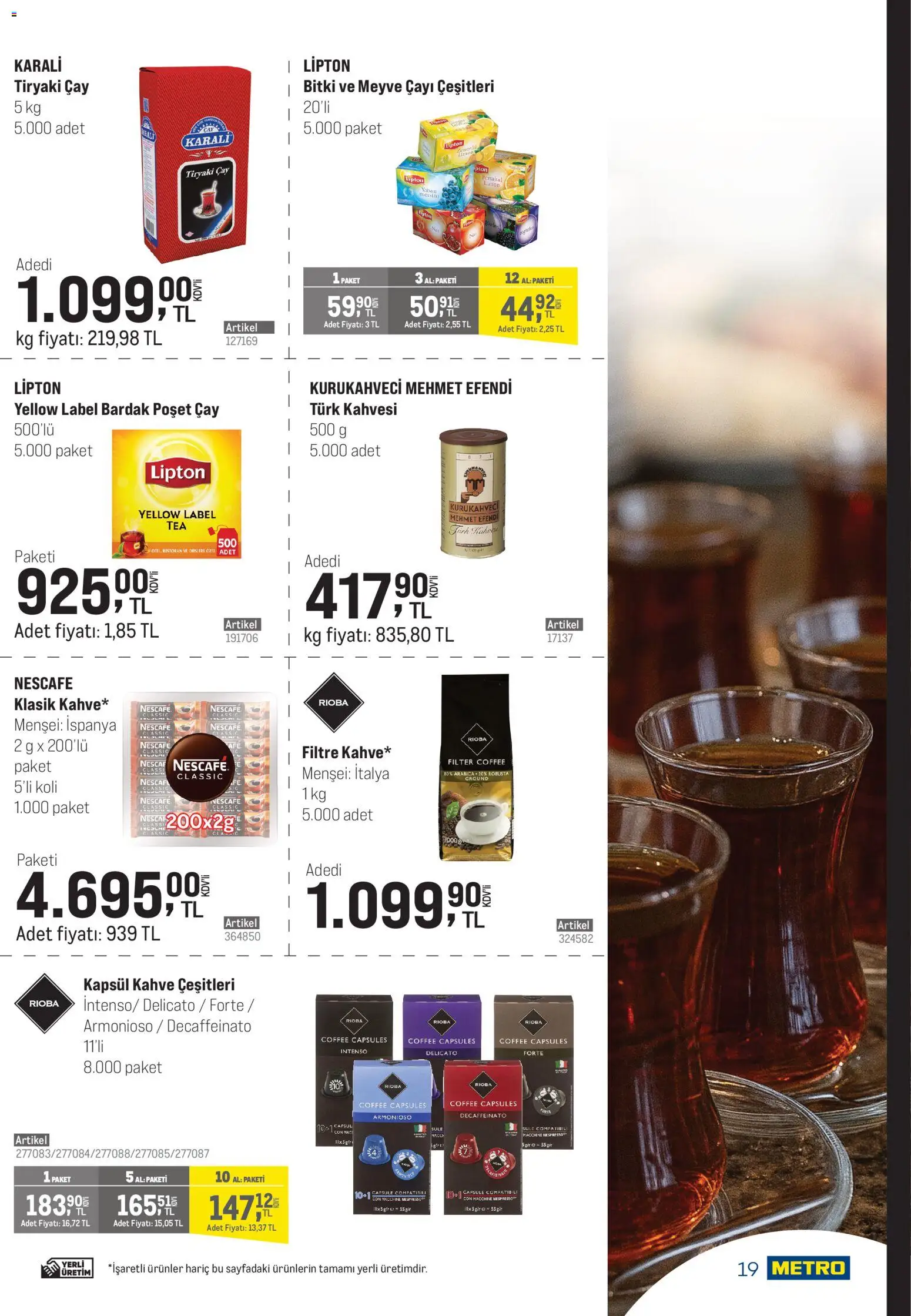 Metro - Şehir Otelleri - 07.01.2026 tarihinden itibaren geçerlidir | Sayfa: 19 | Ürünler: Kahve, Çay, Meyve, Zselatin