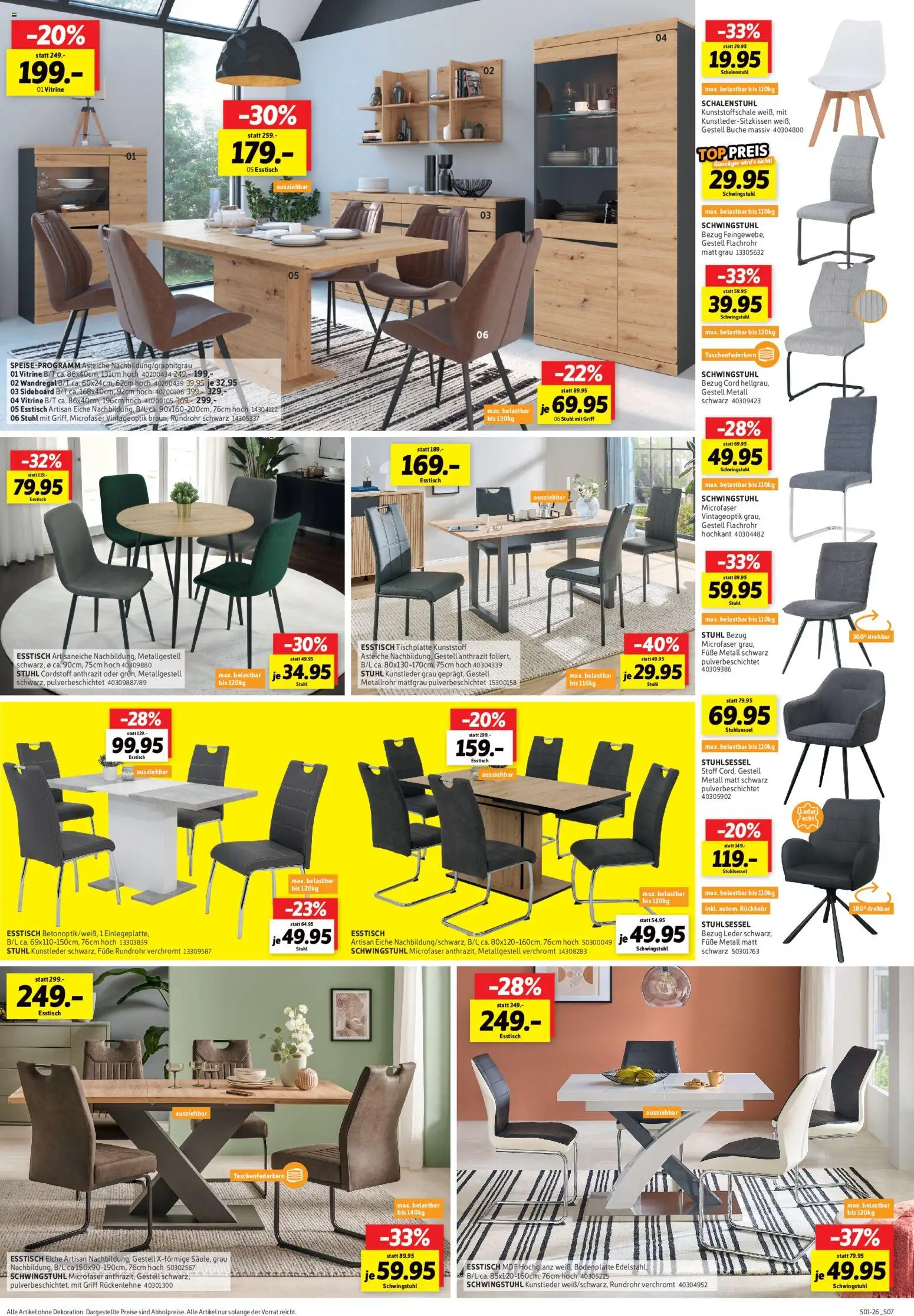 Sconto Prospekt 	 – gültig ab 22.12.2025 | Seite: 7 | Produkte: Wandregal, Esstisch, Vitrine, Stuhl