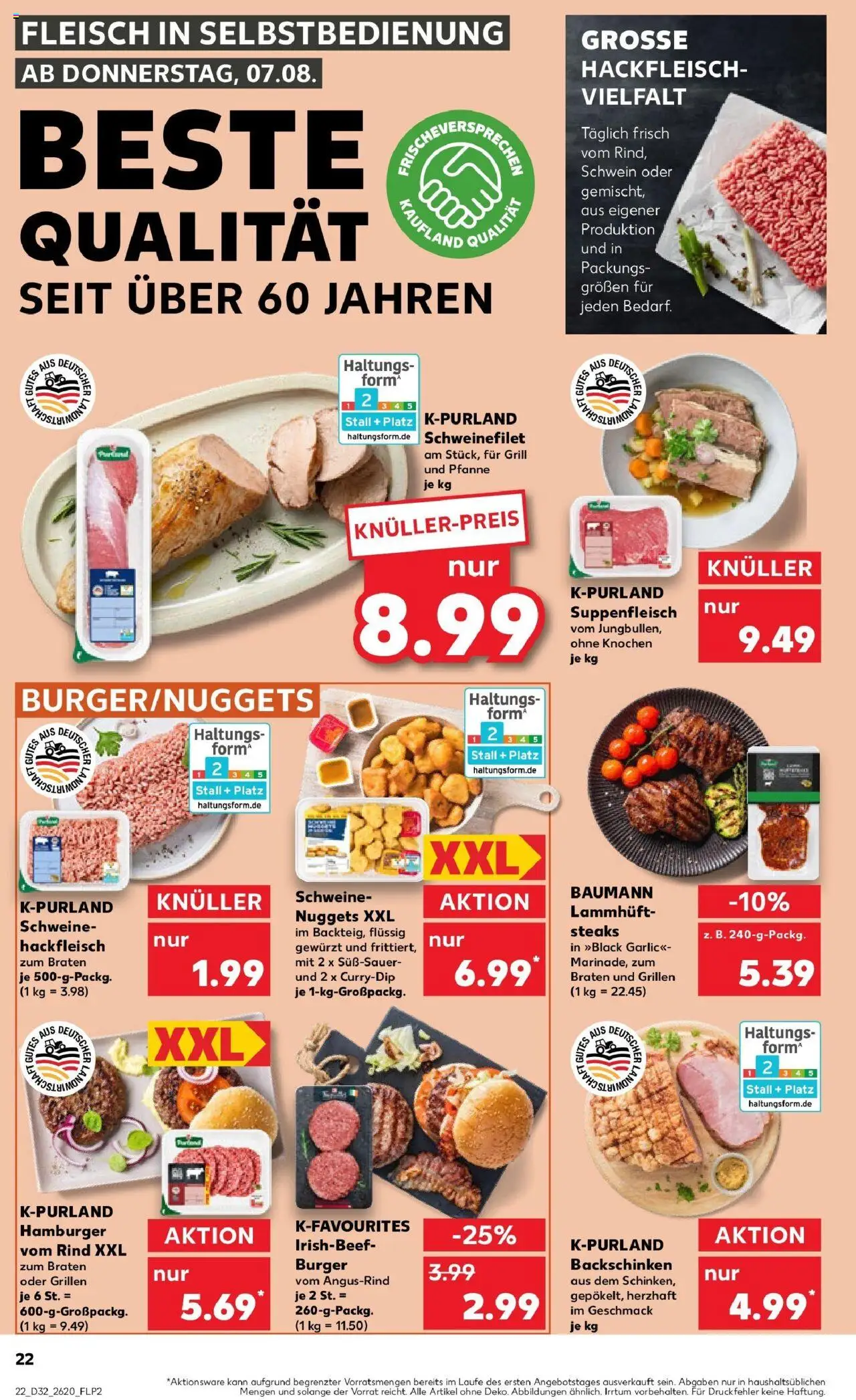 Kaufland prospekt Hoyerswerda	 - gültig ab dem 07.08.2025 | Seite: 22 | Produkte: Grill, Burger, Suppenfleisch, Steak