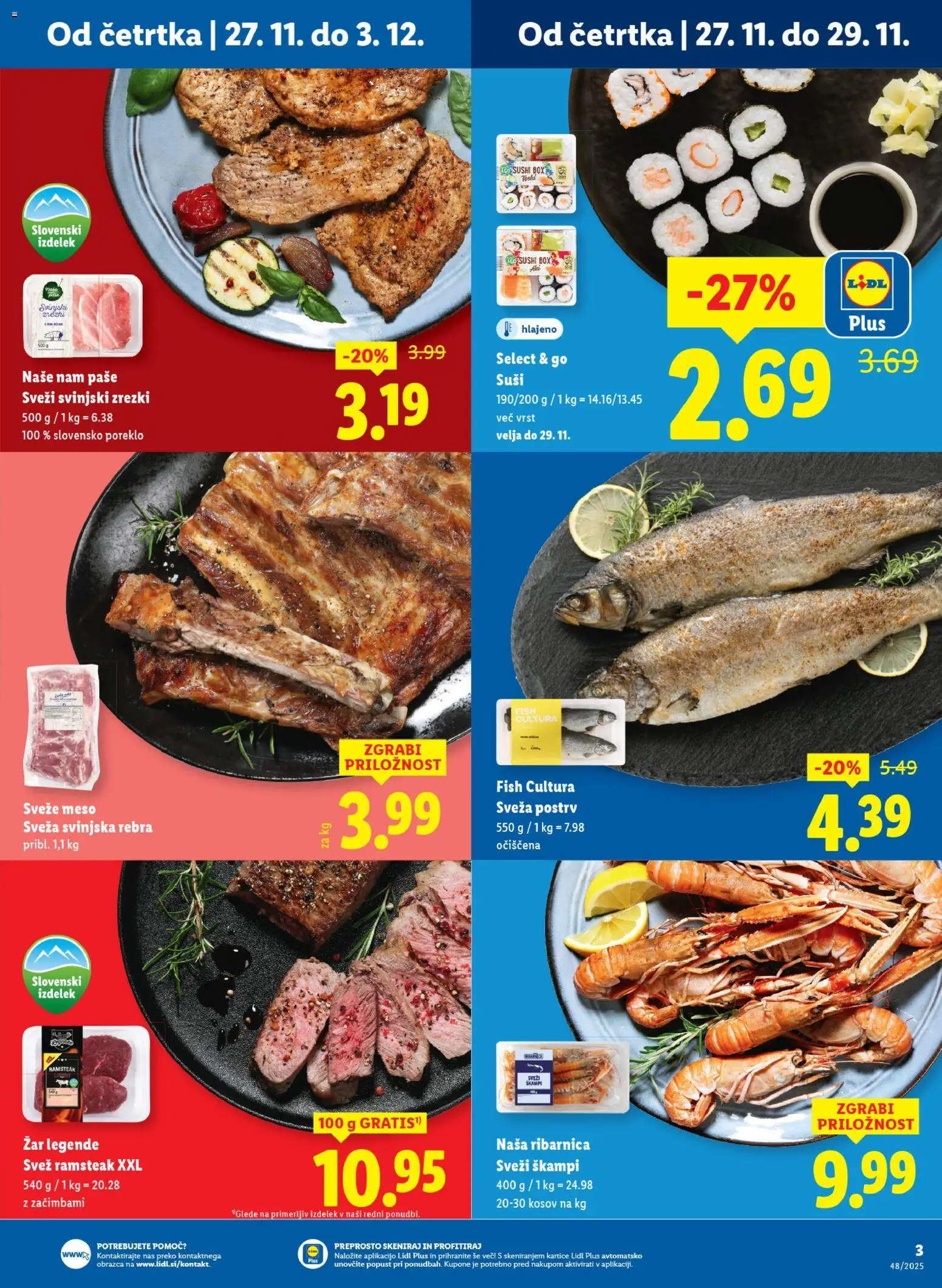 Novi Lidl katalog ponudbe – veljaven od 27.11.2025 | Stran: 3 | Izdelki: Zar, Postrv, Zrezki