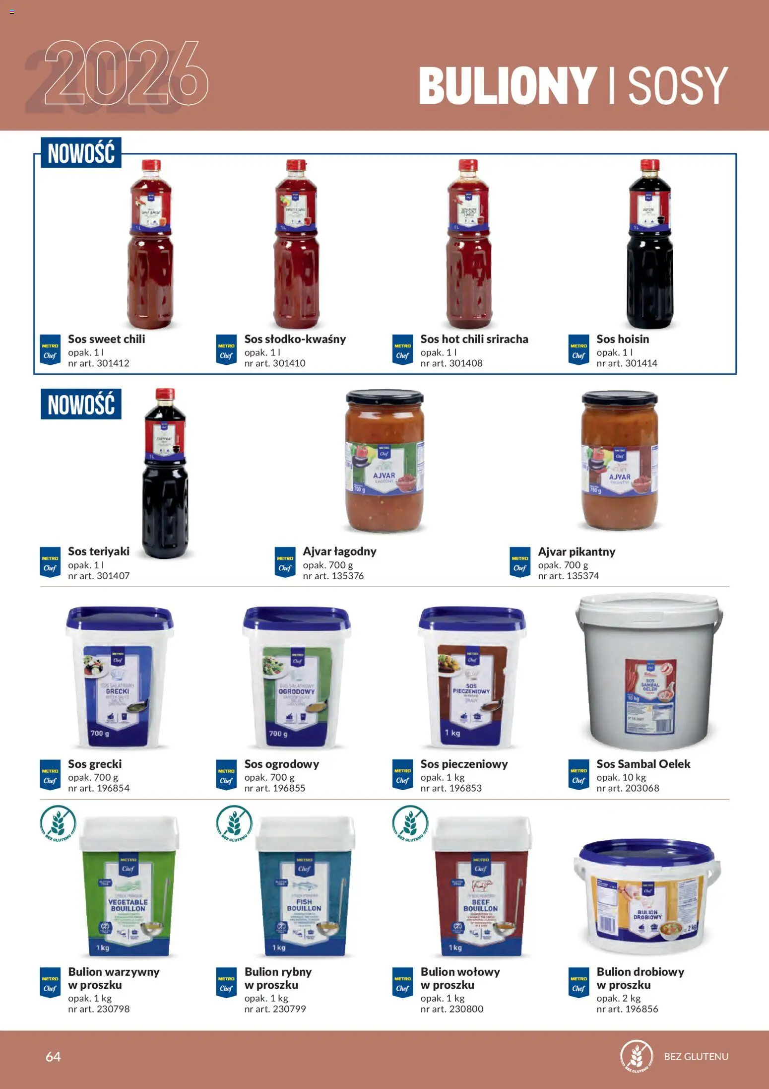 Makro gazetka - Produktów marek własnych dla profesjonalnej Gastronomii od 01.03.2026 | Strona: 64 | Produkty: Sriracha, Bulion warzywny, Ajvar, Sos