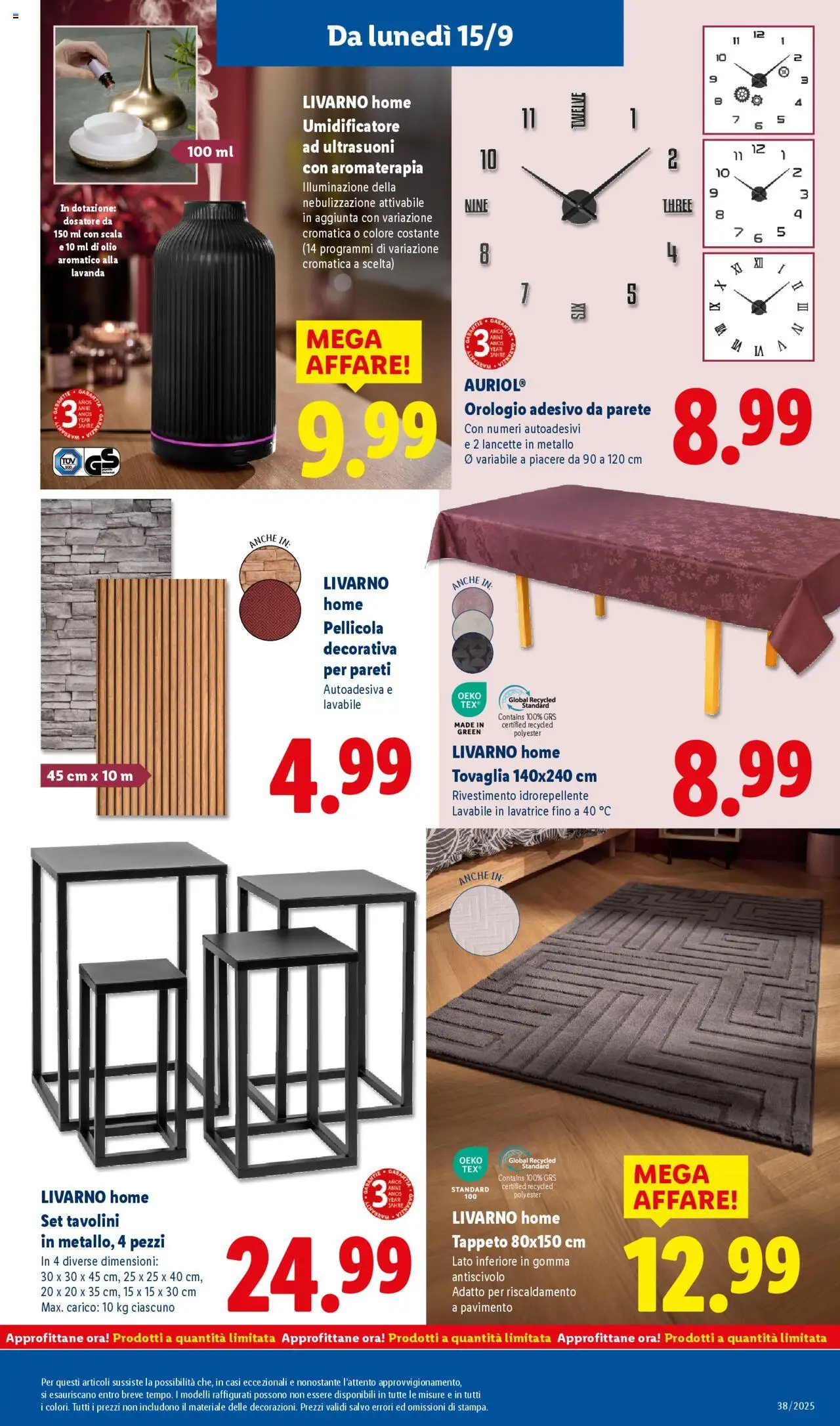 Volantino Lidl del 15.09.2025 | Pagina: 37 | Prodotti: Olio, Lavatrice, Lavanda, Tovaglia