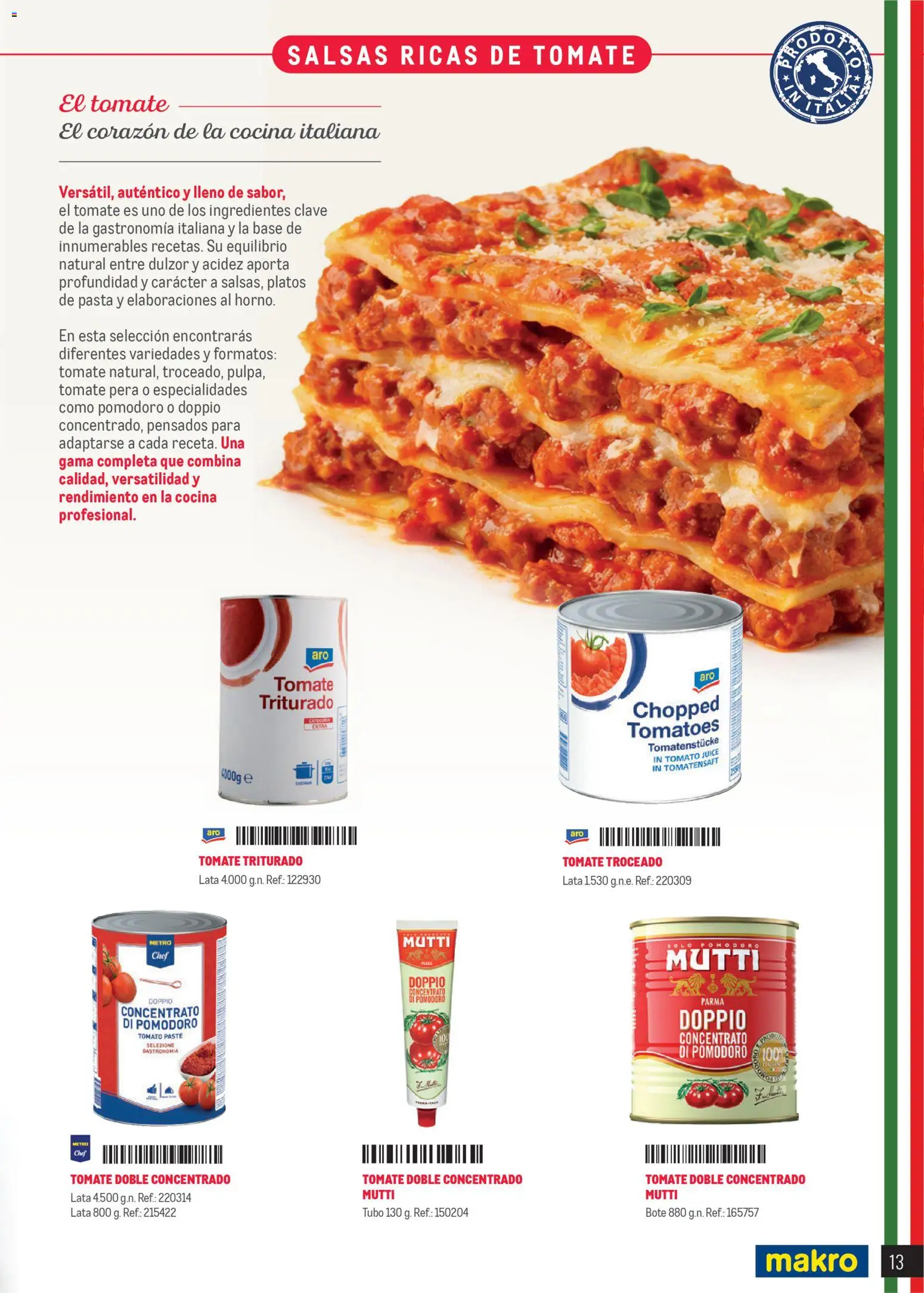 Makro Restaurantes italianos Canarias │ válido desde el 27.03.2026 | Página: 13 | Productos: Κρεμάστρα, Pasta, Cocina, Tomate triturado