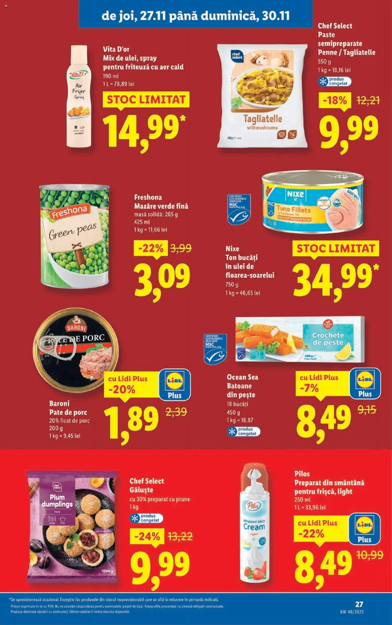 Noul catalog Lidl – valabil de la 24.11.2025 | Pagină: 27 | Produse: Toplar, Masă, Paste, Smântână
