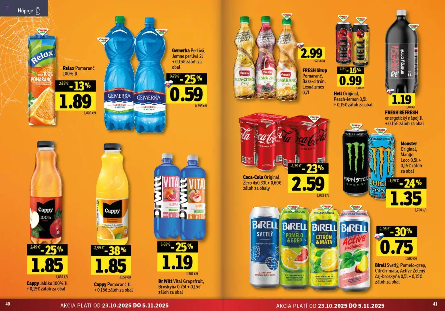 Nové Fresh akcie – leták je platný od 23.10.2025 | Strana: 21 | Produkty: Birell, Čaj, Mango, Gemerka