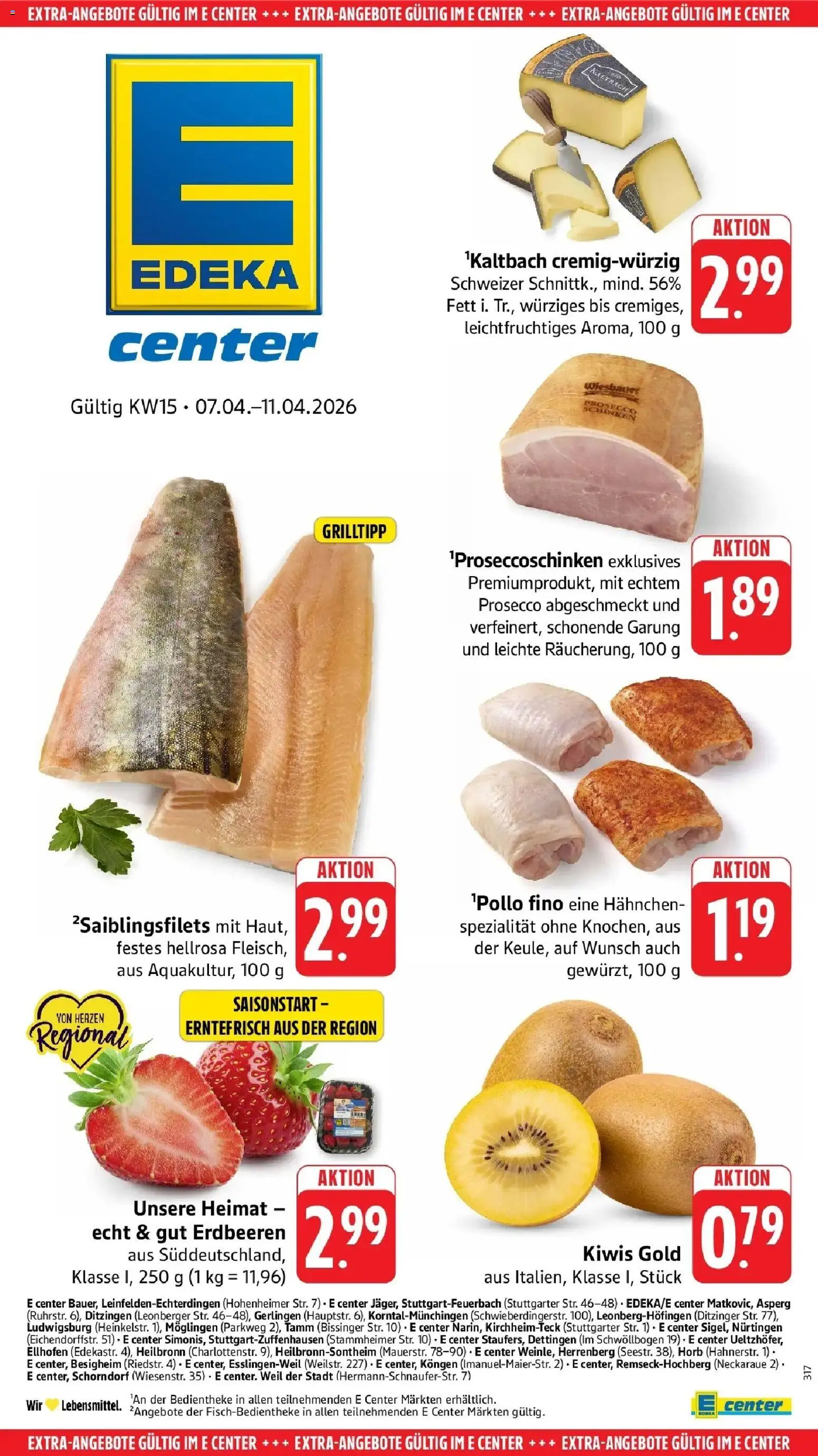 E center Prospekt Schorndorf	 – gültig ab 05.04.2026 | Seite: 45 | Produkte: Hahnchen, Prosecco, Erdbeeren, Fleisch