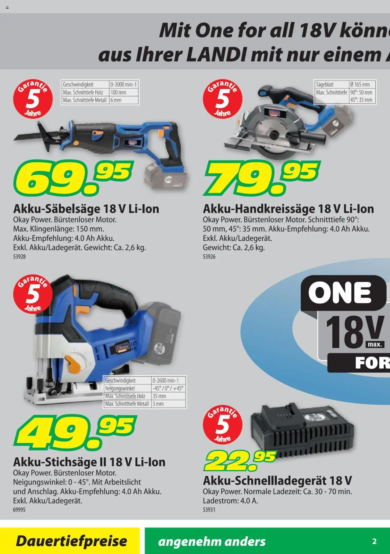 Landi Aktionen Elektrowerkzeuge Okay Power ab 29.01.2025 | Seite: 2 | Produkte: Gewicht