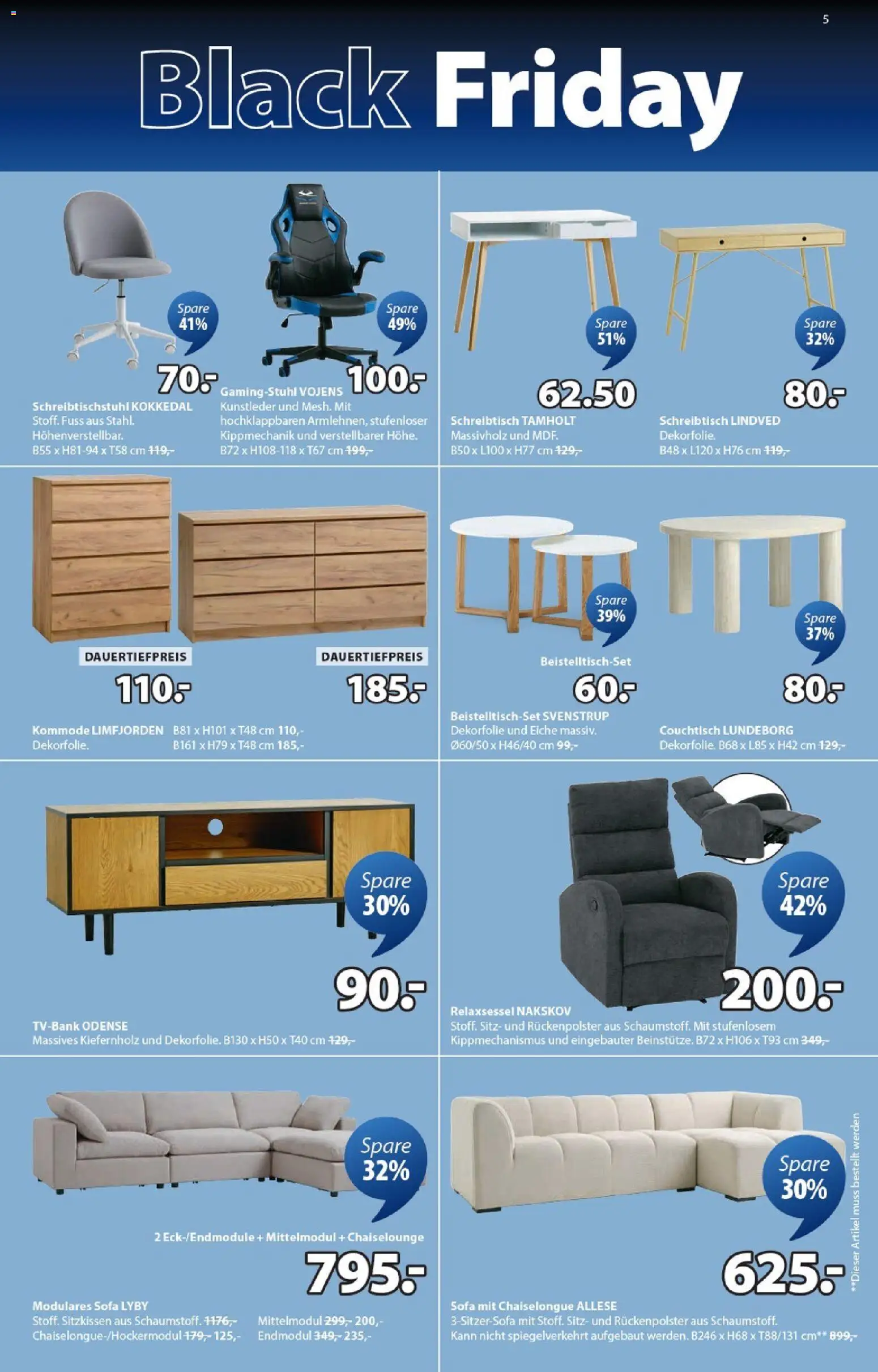 JYSK - Black Friday – gültig ab 18.11.2025 | Seite: 5 | Produkte: Kommode, Sofa, Couchtisch, Gamingstuhl