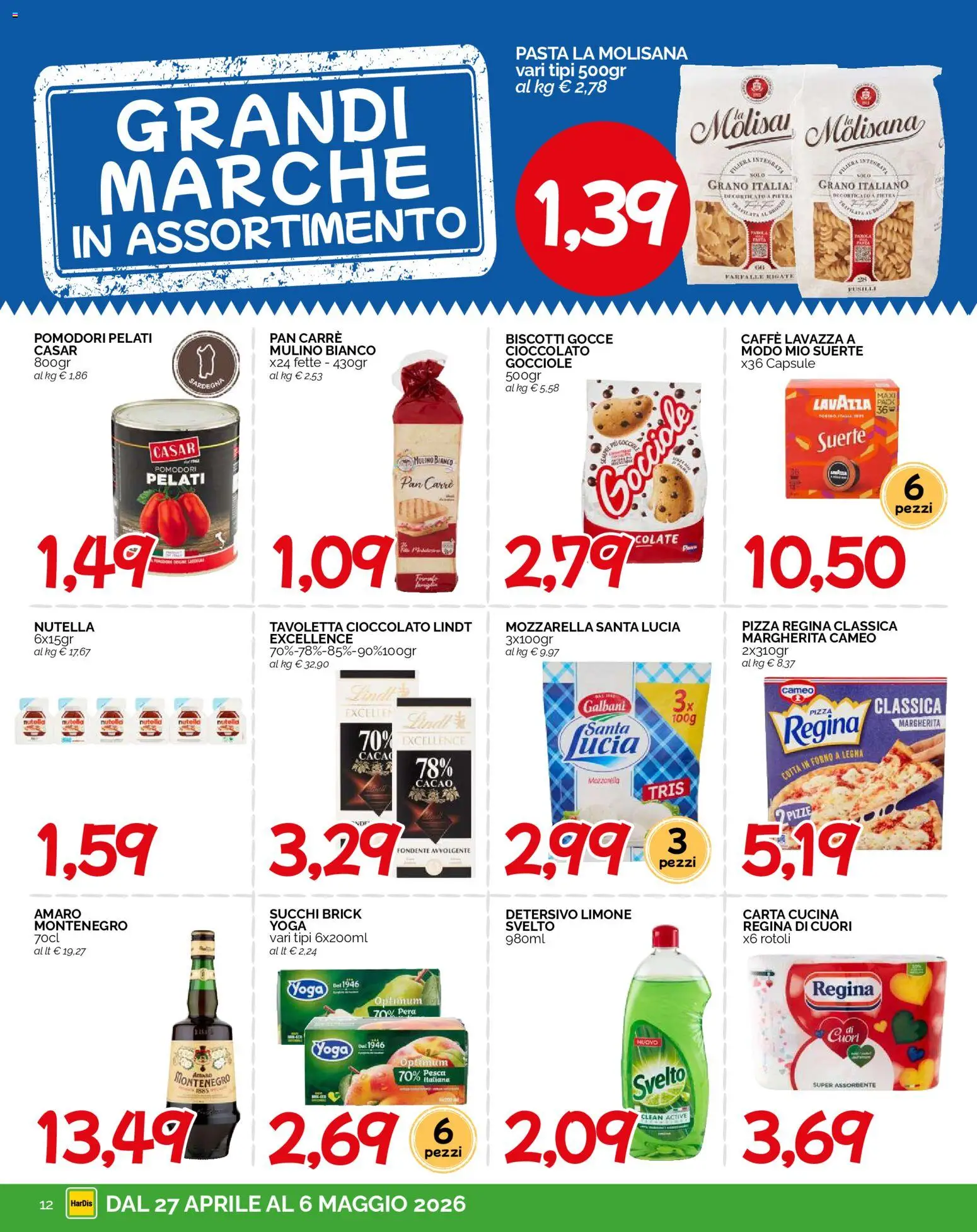 Volantino HarDis del 27.04.2026 | Pagina: 12 | Prodotti: Biscotti, Pera, Cacao, Lavazza