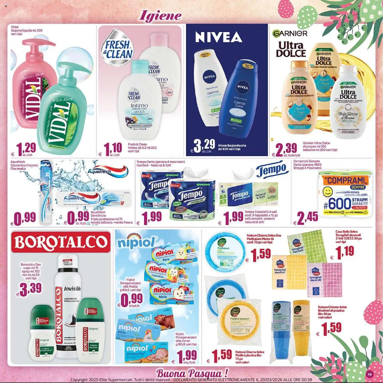 Volantino Elite Supermercati del 20.03.2026 | Pagina: 13 | Prodotti: Shampoo, Pollo, Frutta, Prosciutto