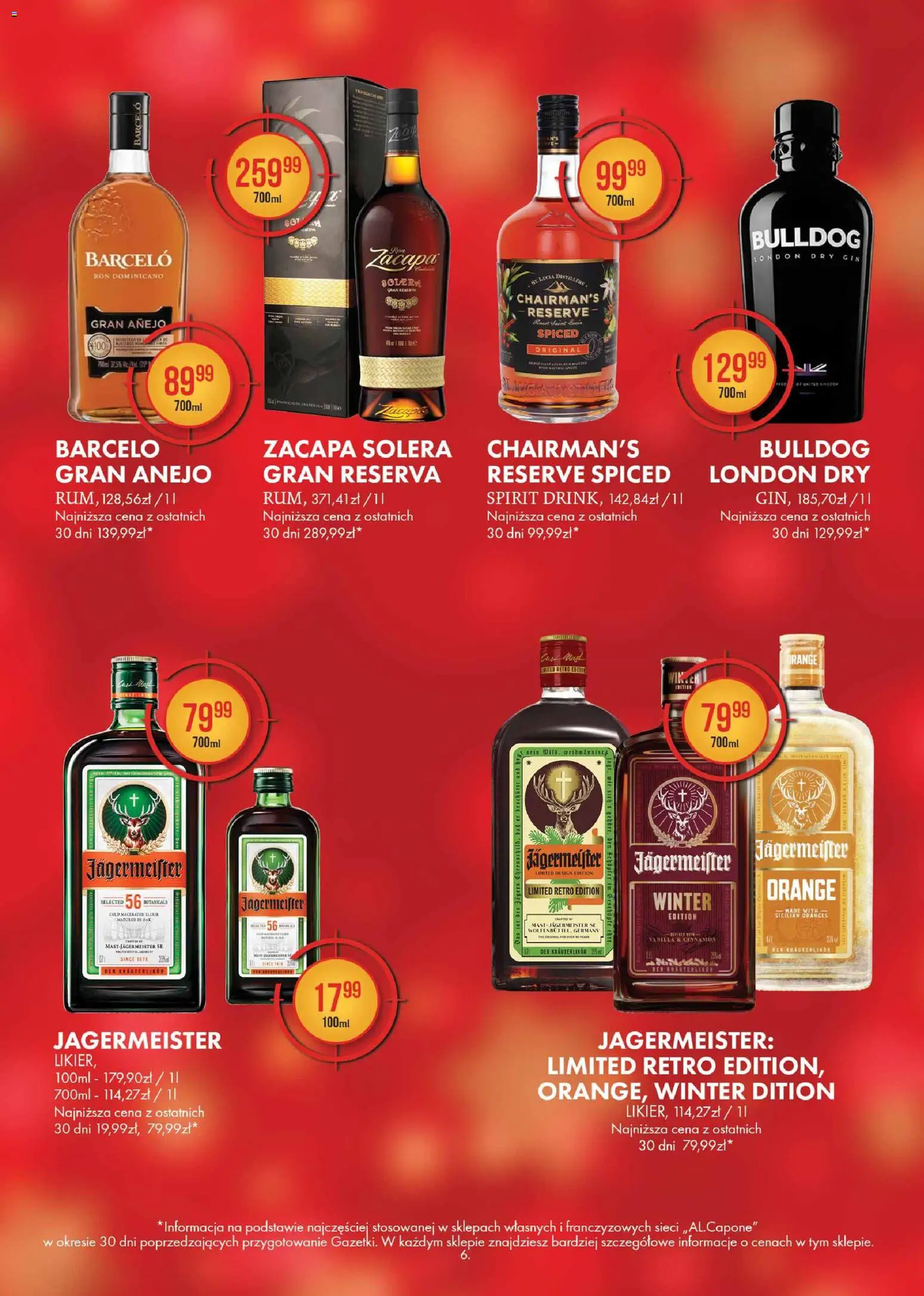 Al.Capone Gazetka od 13.11.2025 | Strona: 6 | Produkty: Jagermeister, Gin, Zacapa