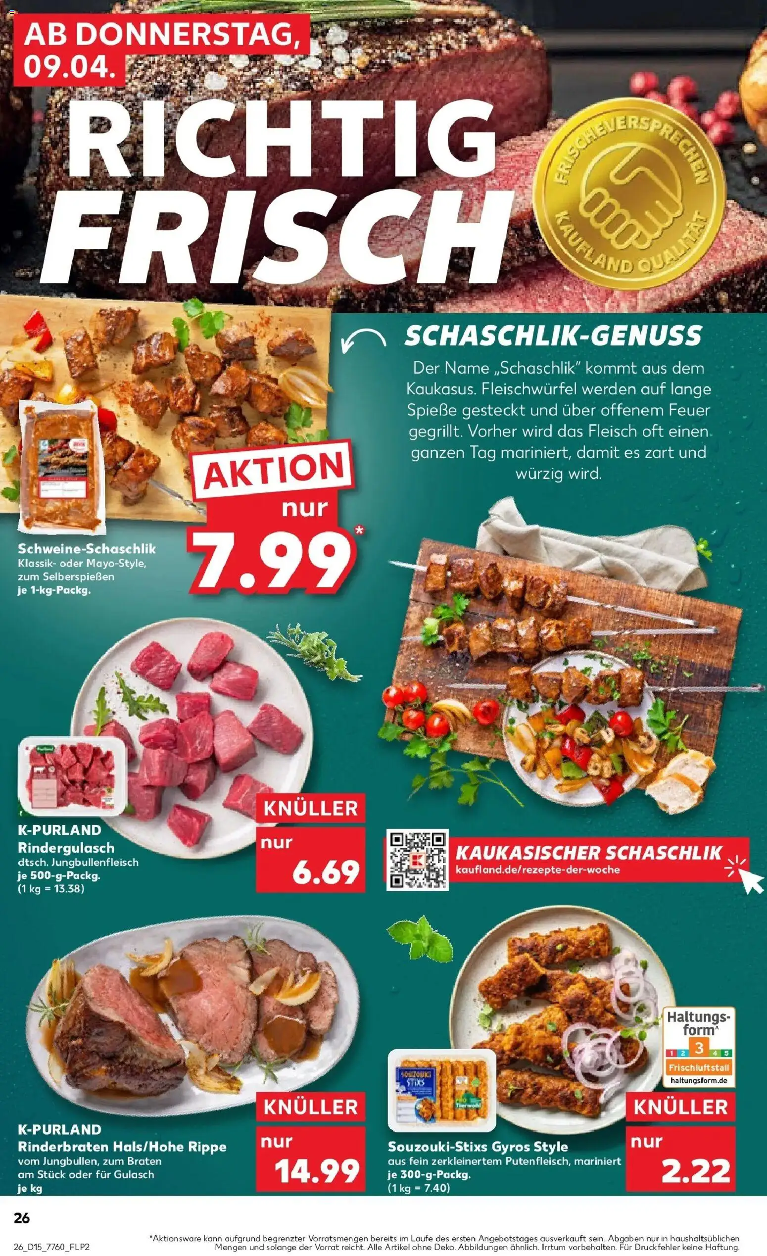 Kaufland Prospekt Vilshofen An Der Donau	 – gültig ab 07.04.2026 | Seite: 38 | Produkte: Rinderbraten, Rindergulasch, Gulasch, Fleisch