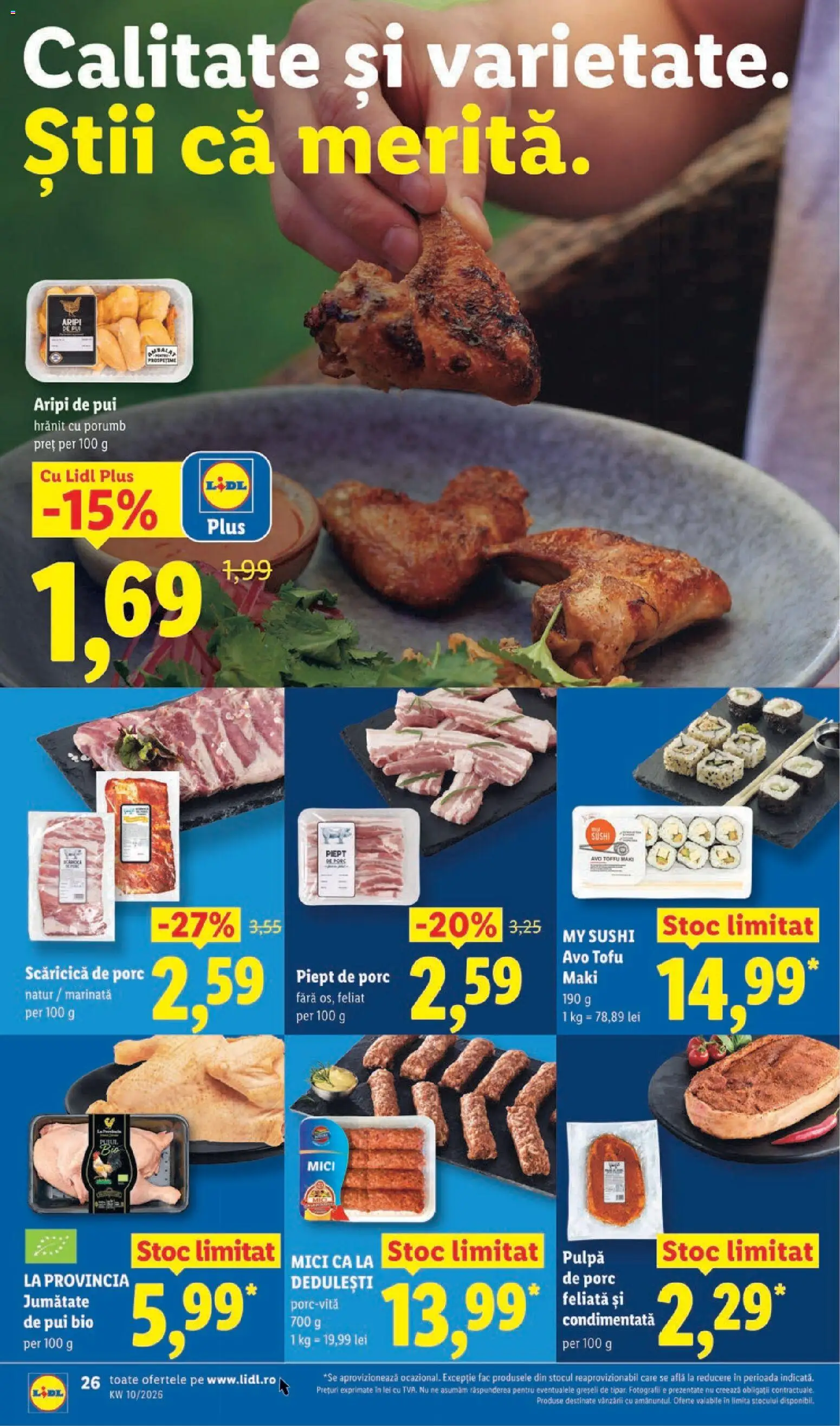 Noul catalog Lidl – valabil de la 02.03.2026 | Pagină: 26 | Produse: Şerit ödül, Hacıyatmaz Kedi Oyuncağı, Sushi, Porumb