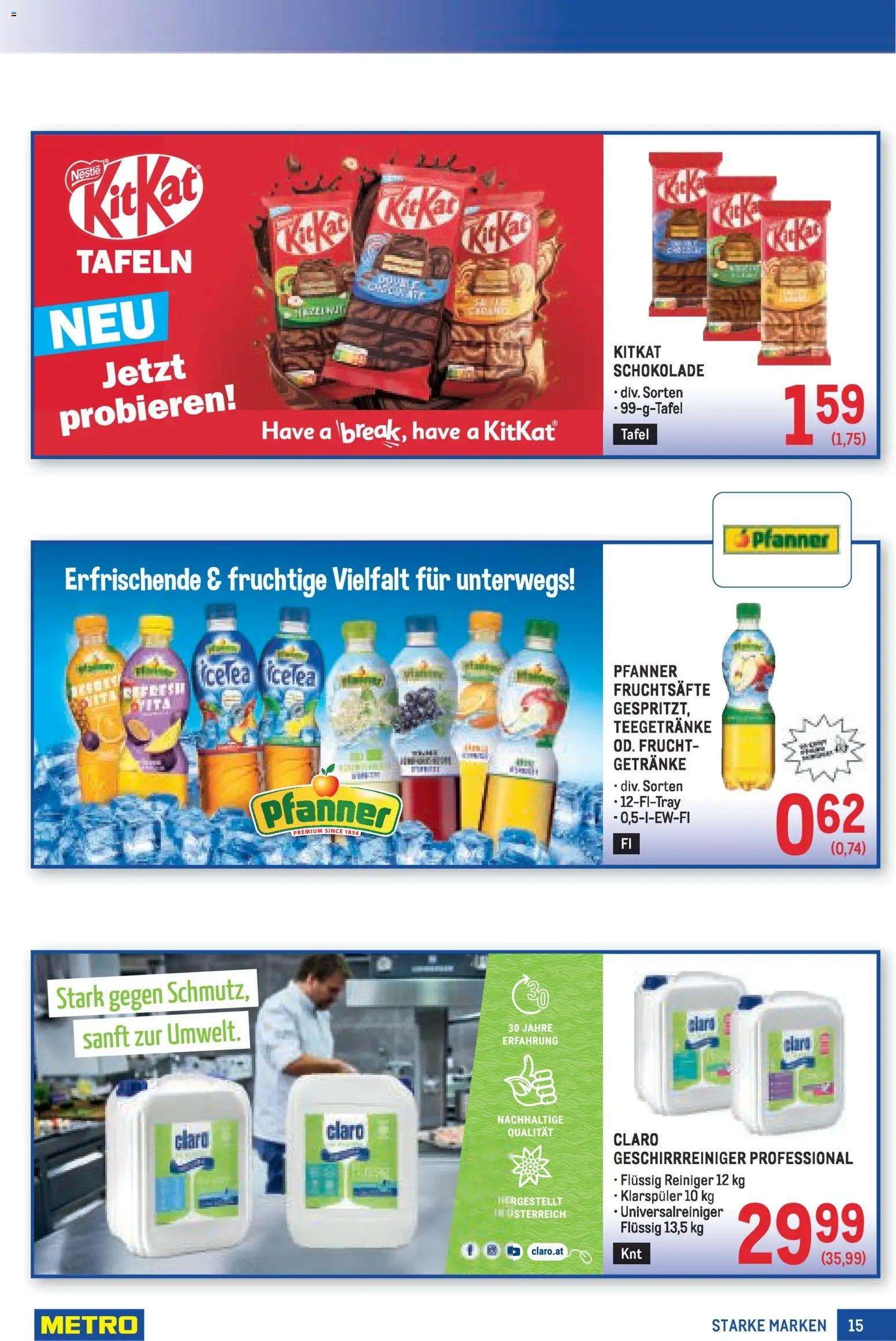 Metro Starke Marken gültig ab 05.03.2026 | Seite: 15 | Produkte: Klarspüler, Schokolade